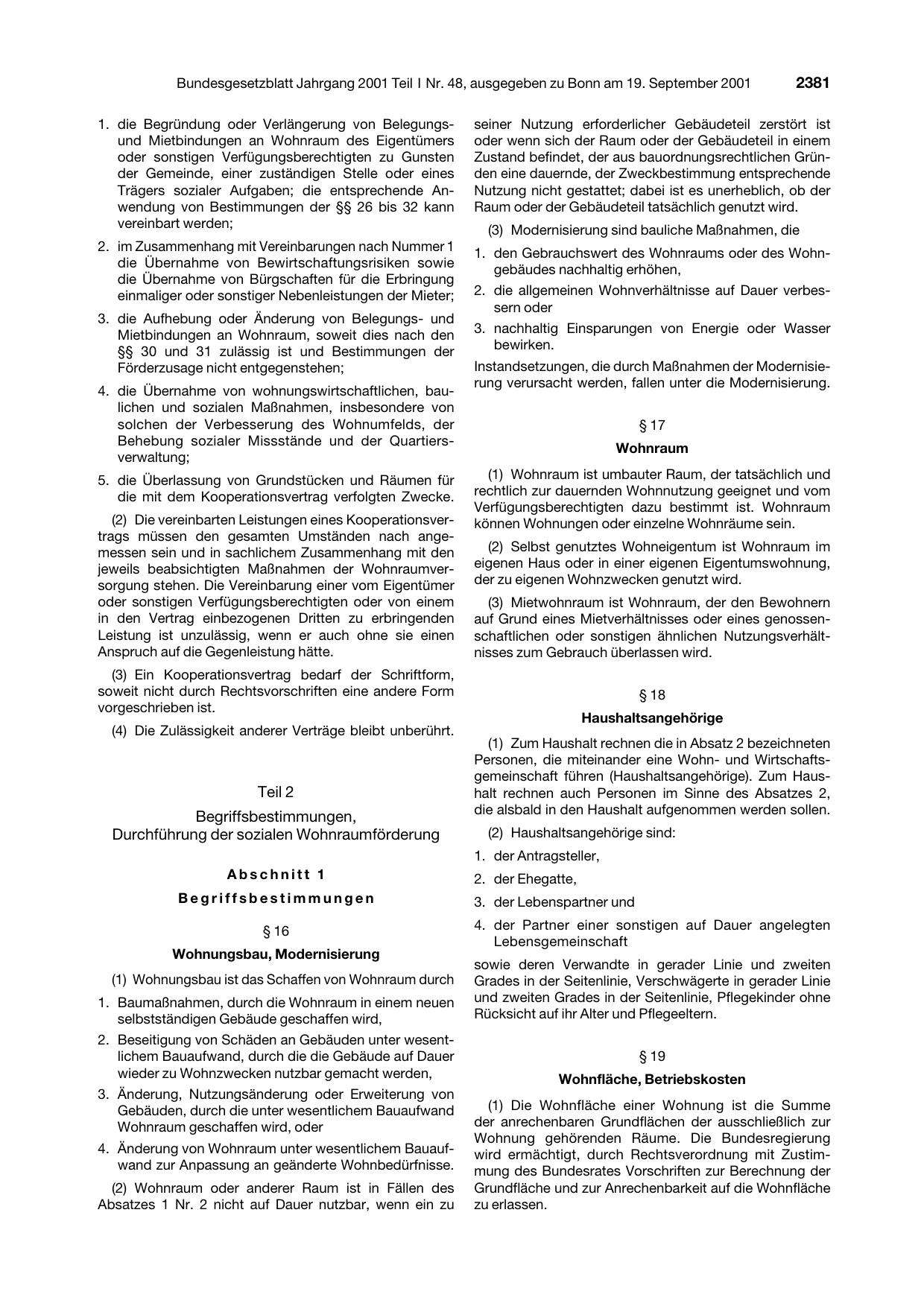BGBl. 2001, Seite 2381 — Originalseite als Abbildung