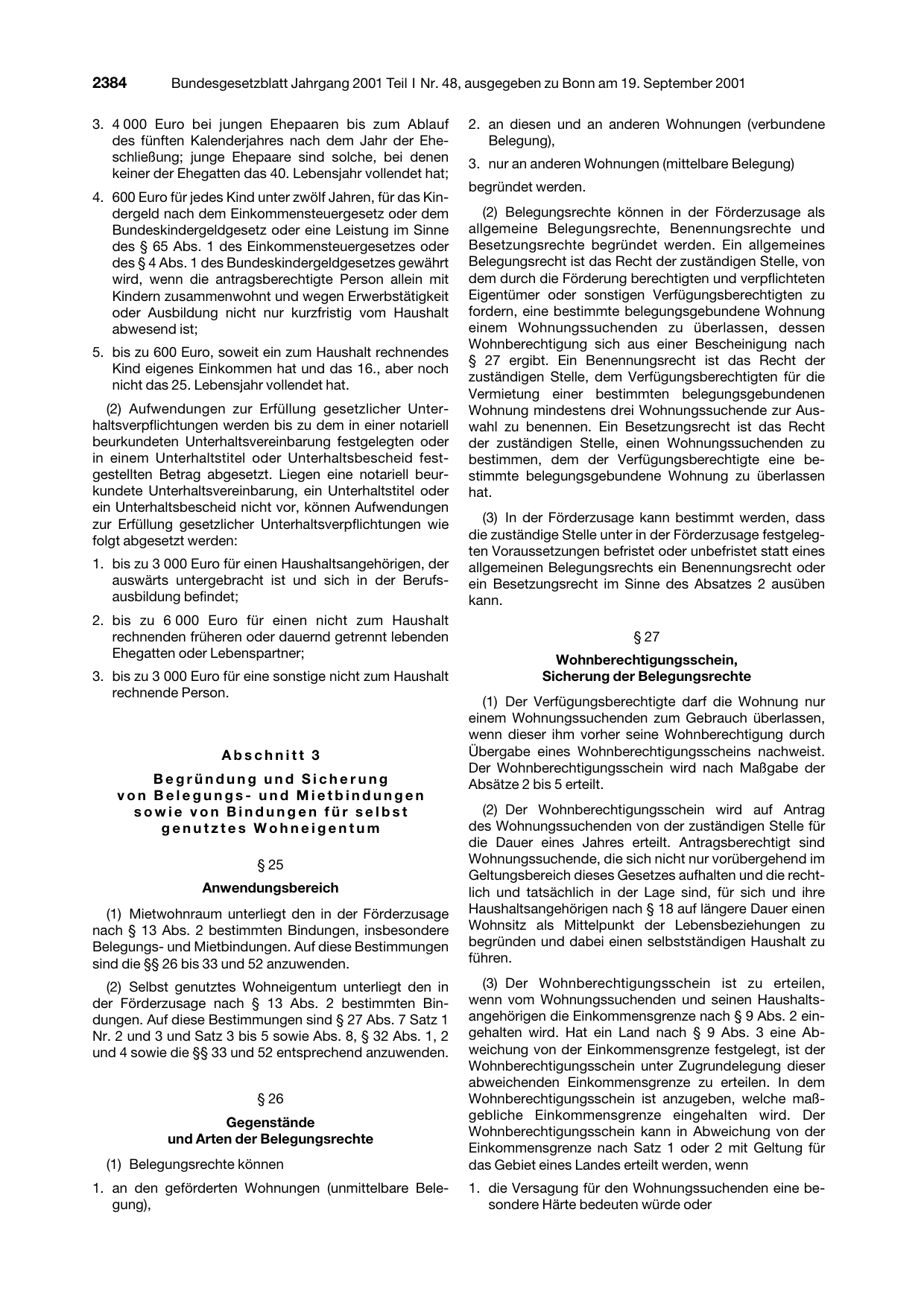 BGBl. 2001, Seite 2384 — Originalseite als Abbildung