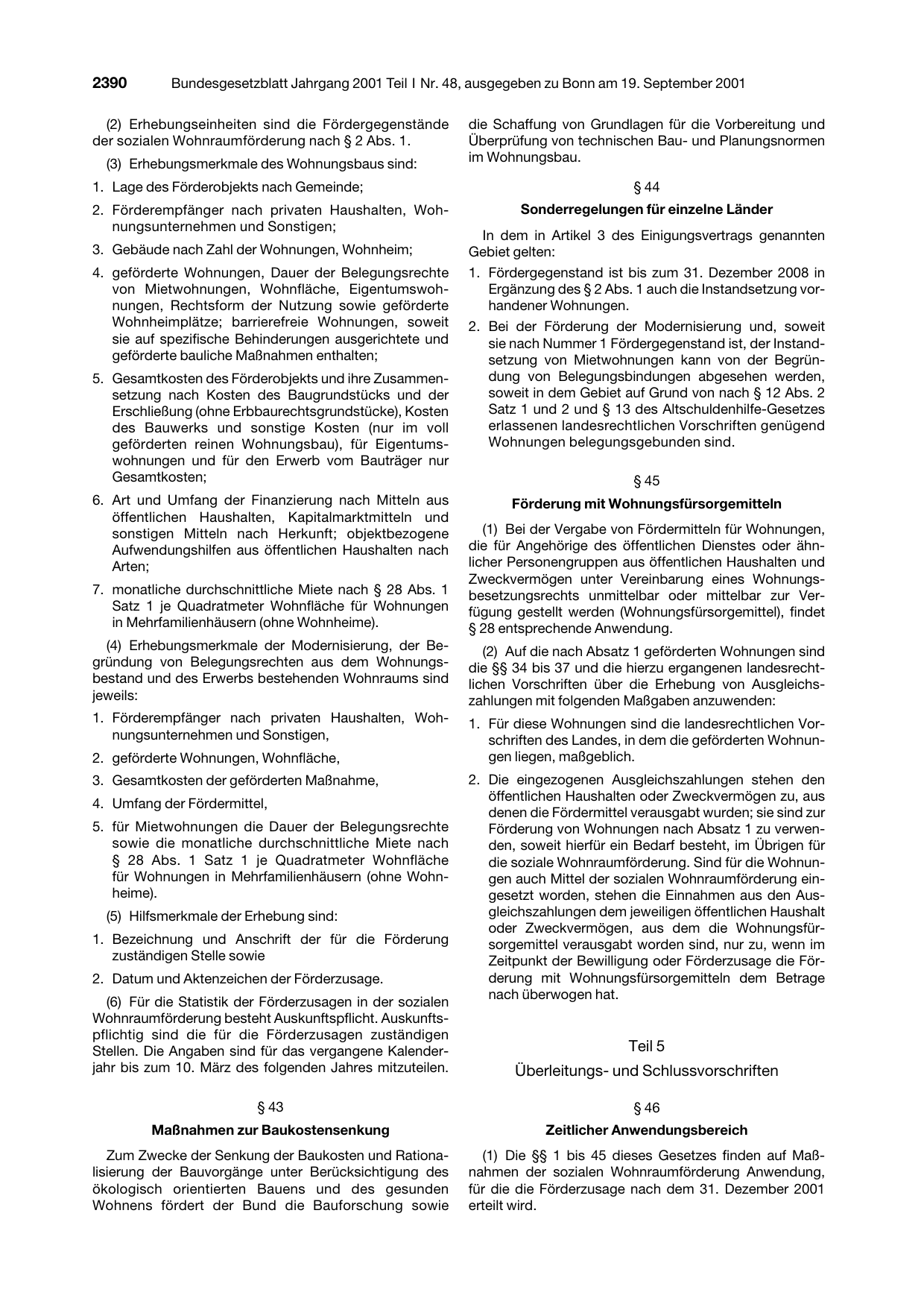 BGBl. 2001, Seite 2390 — Originalseite als Abbildung