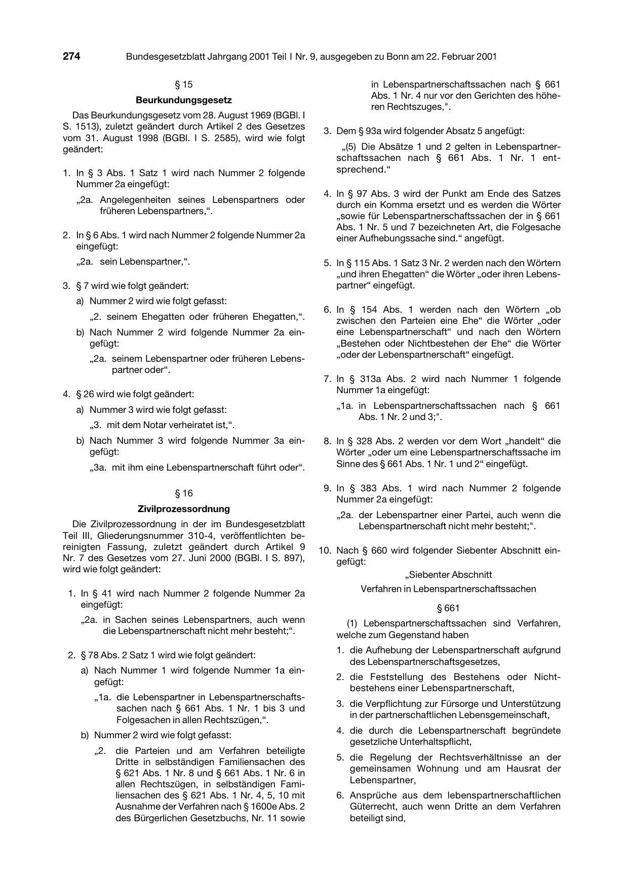 BGBl. 2001, Seite 274 — Originalseite als Abbildung