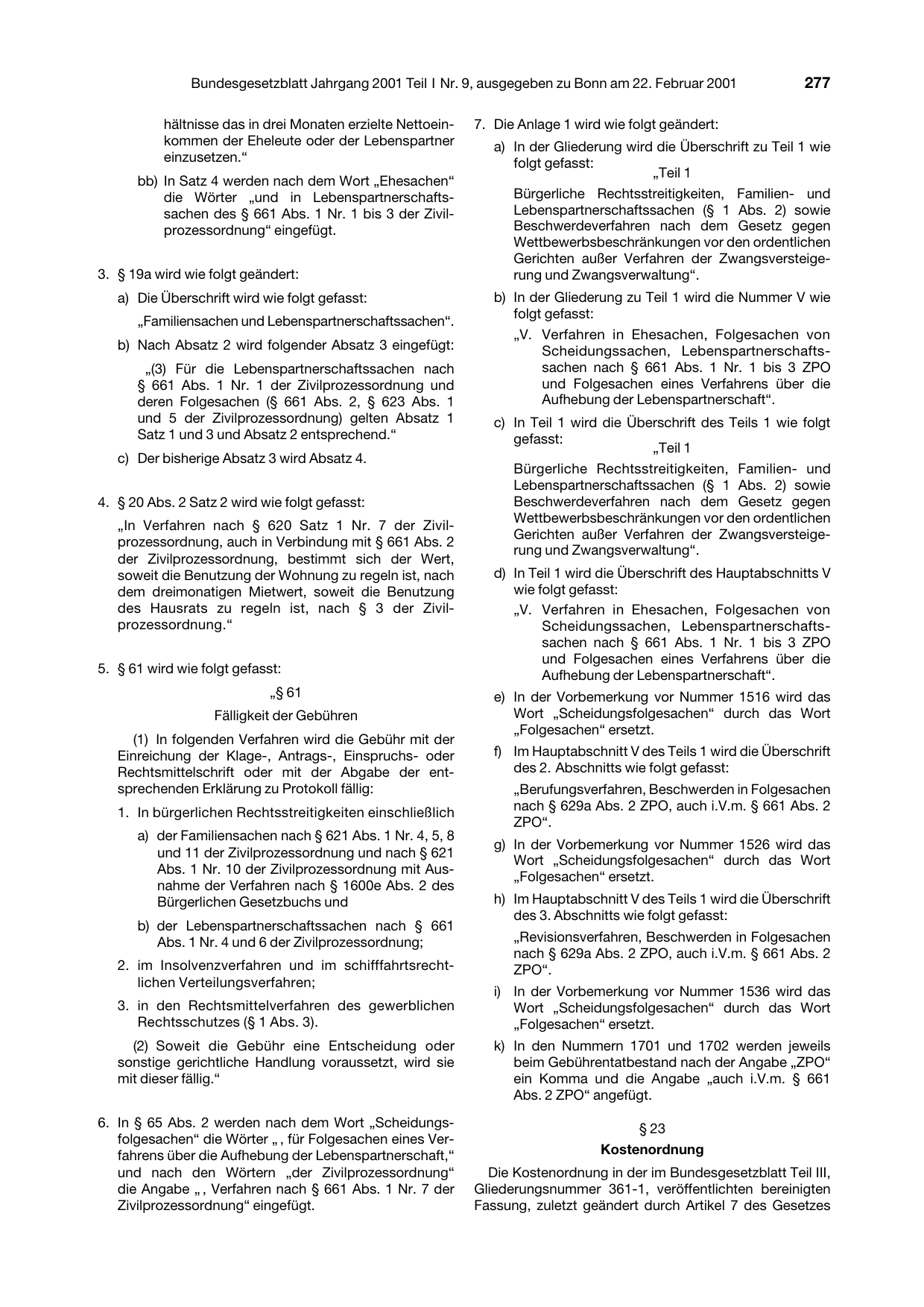 BGBl. 2001, Seite 277 — Originalseite als Abbildung