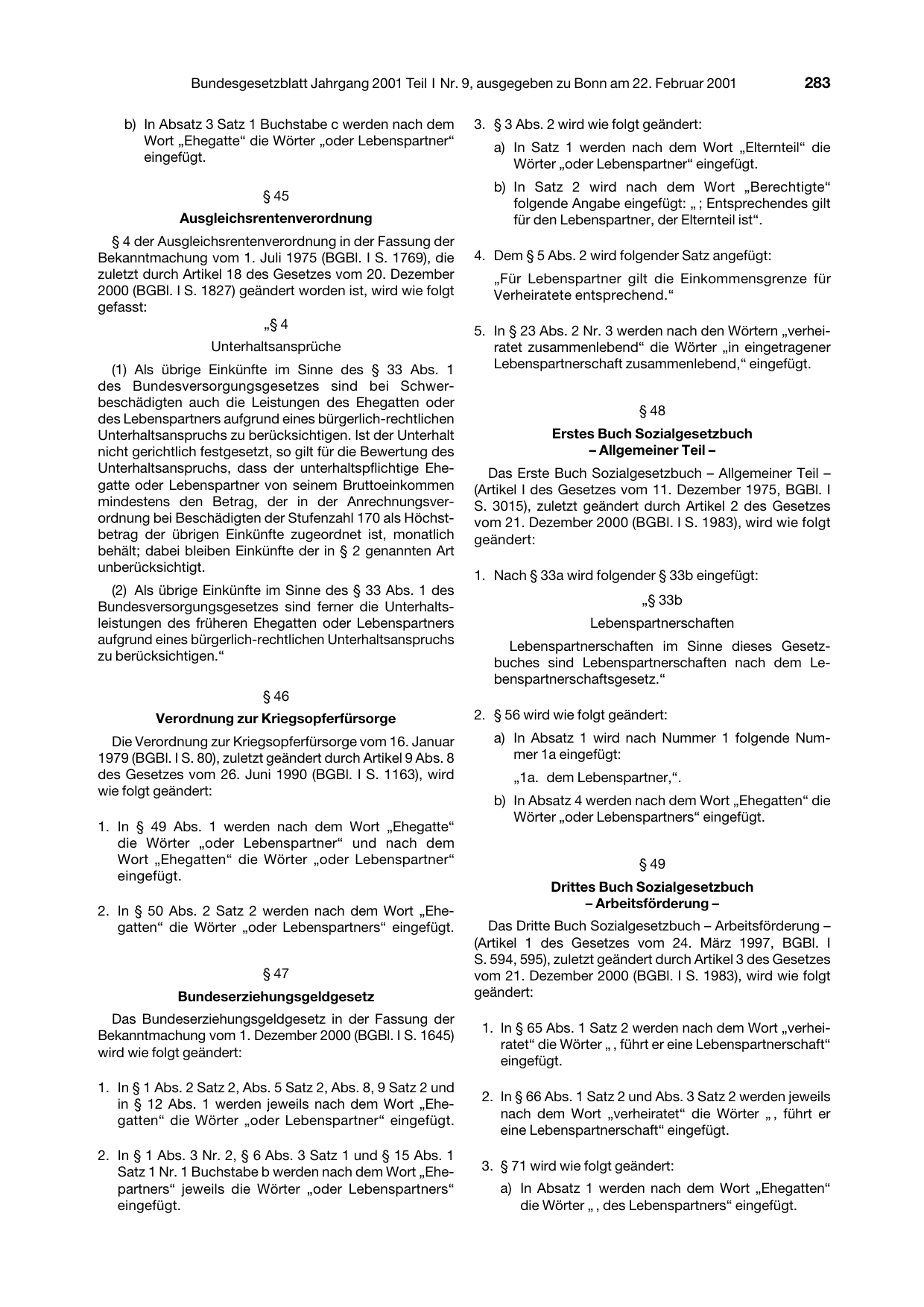 BGBl. 2001, Seite 283 — Originalseite als Abbildung