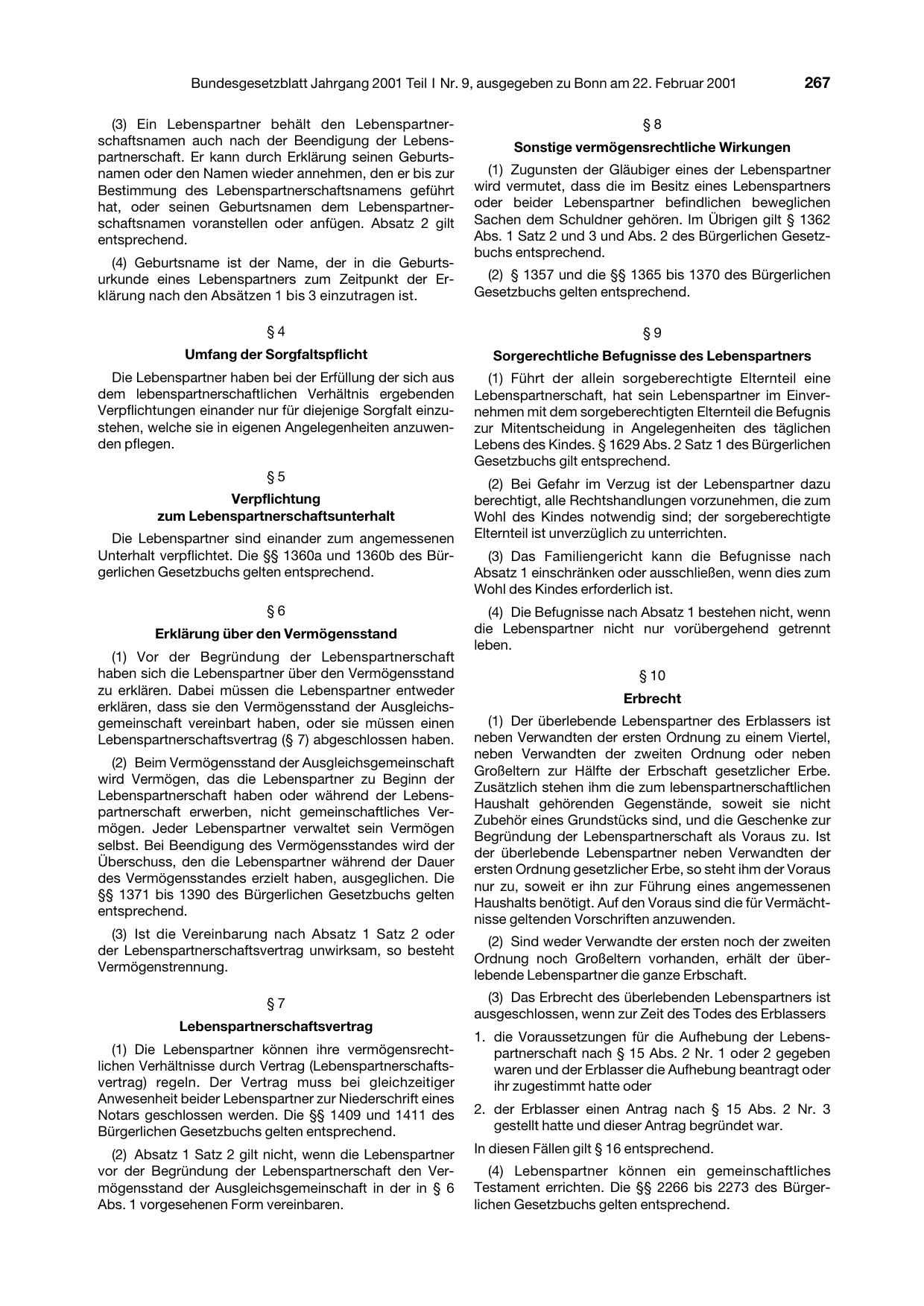 BGBl. 2001, Seite 267 — Originalseite als Abbildung