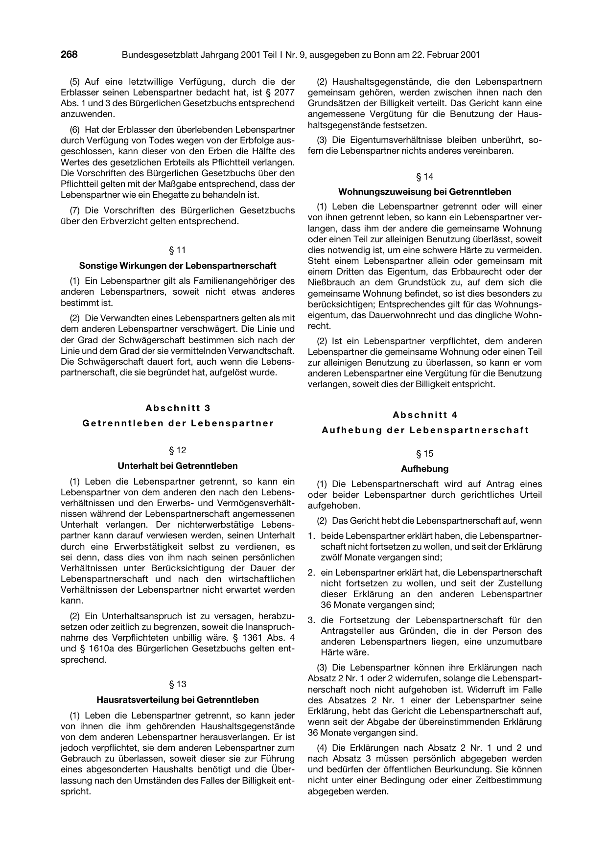 BGBl. 2001, Seite 268 — Originalseite als Abbildung