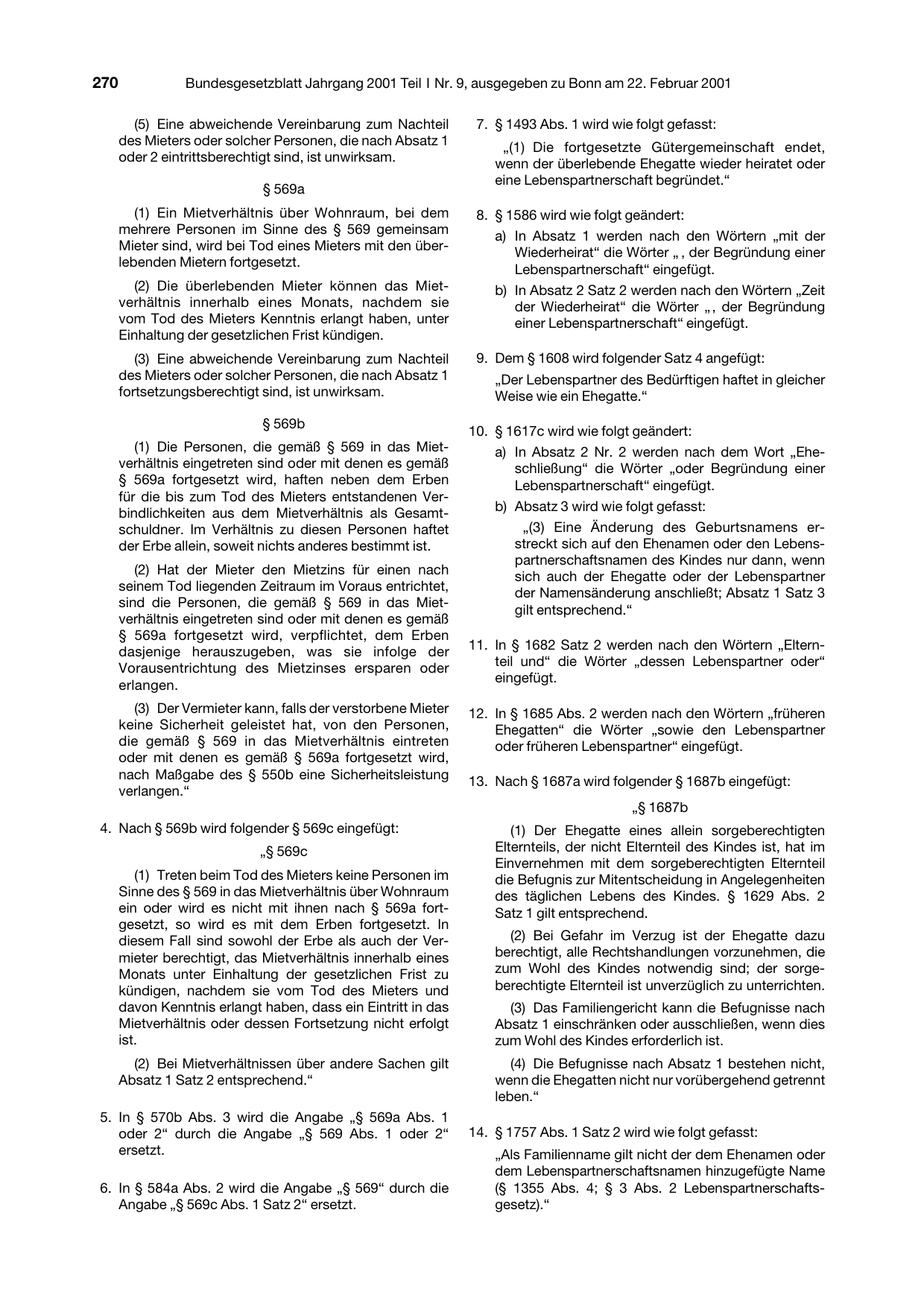 BGBl. 2001, Seite 270 — Originalseite als Abbildung
