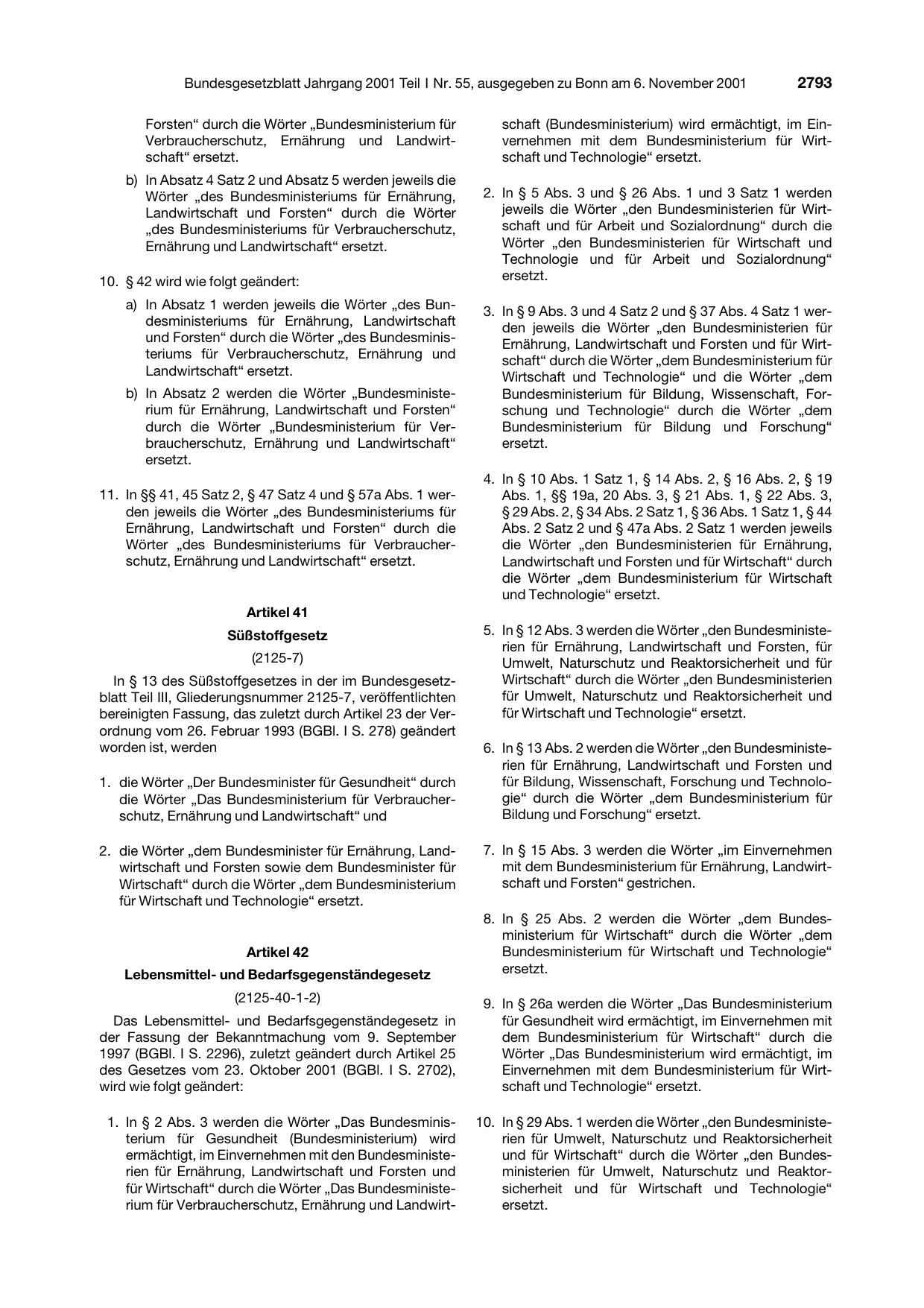 BGBl. 2001, Seite 2793 — Originalseite als Abbildung