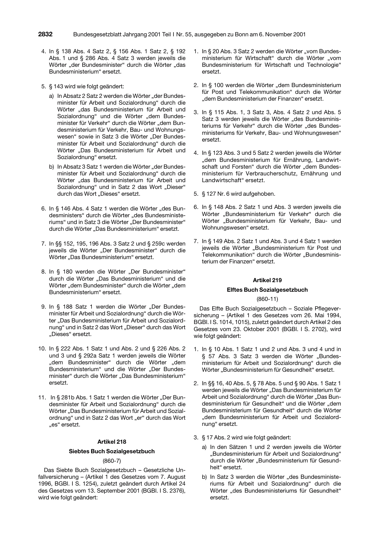 BGBl. 2001, Seite 2832 — Originalseite als Abbildung