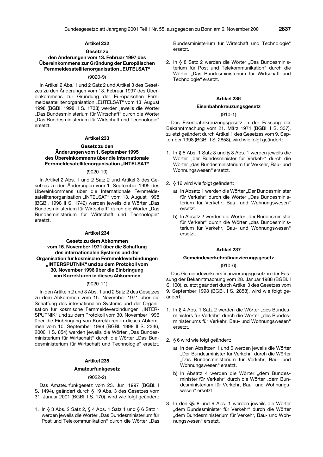 BGBl. 2001, Seite 2837 — Originalseite als Abbildung