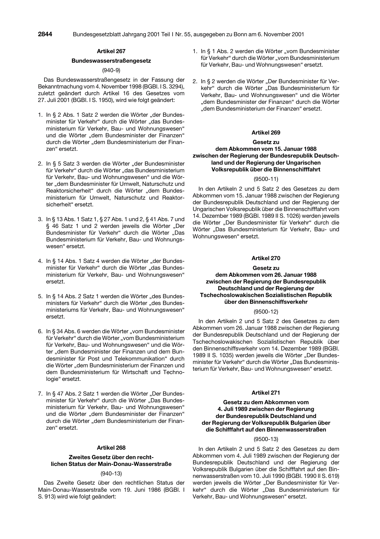BGBl. 2001, Seite 2844 — Originalseite als Abbildung