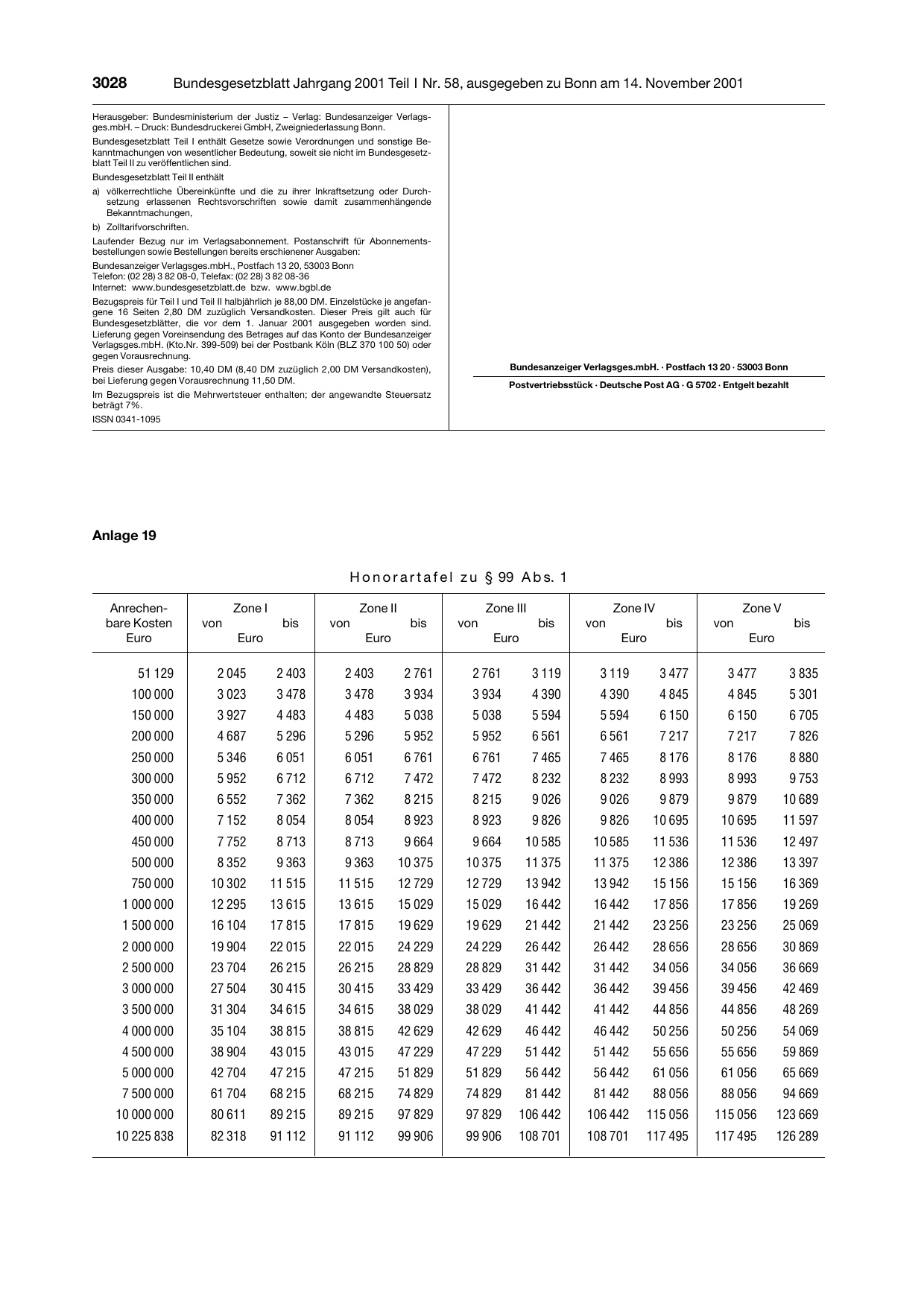 BGBl. 2001, Seite 3028 — Originalseite als Abbildung
