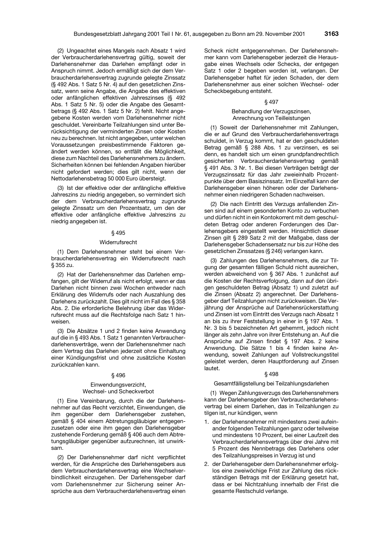 BGBl. 2001, Seite 3163 — Originalseite als Abbildung