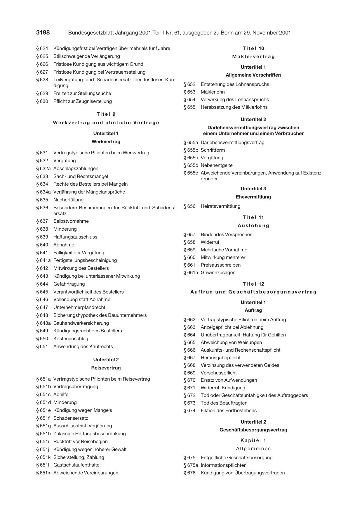 BGBl. 2001, Seite 3198 — Originalseite als Abbildung