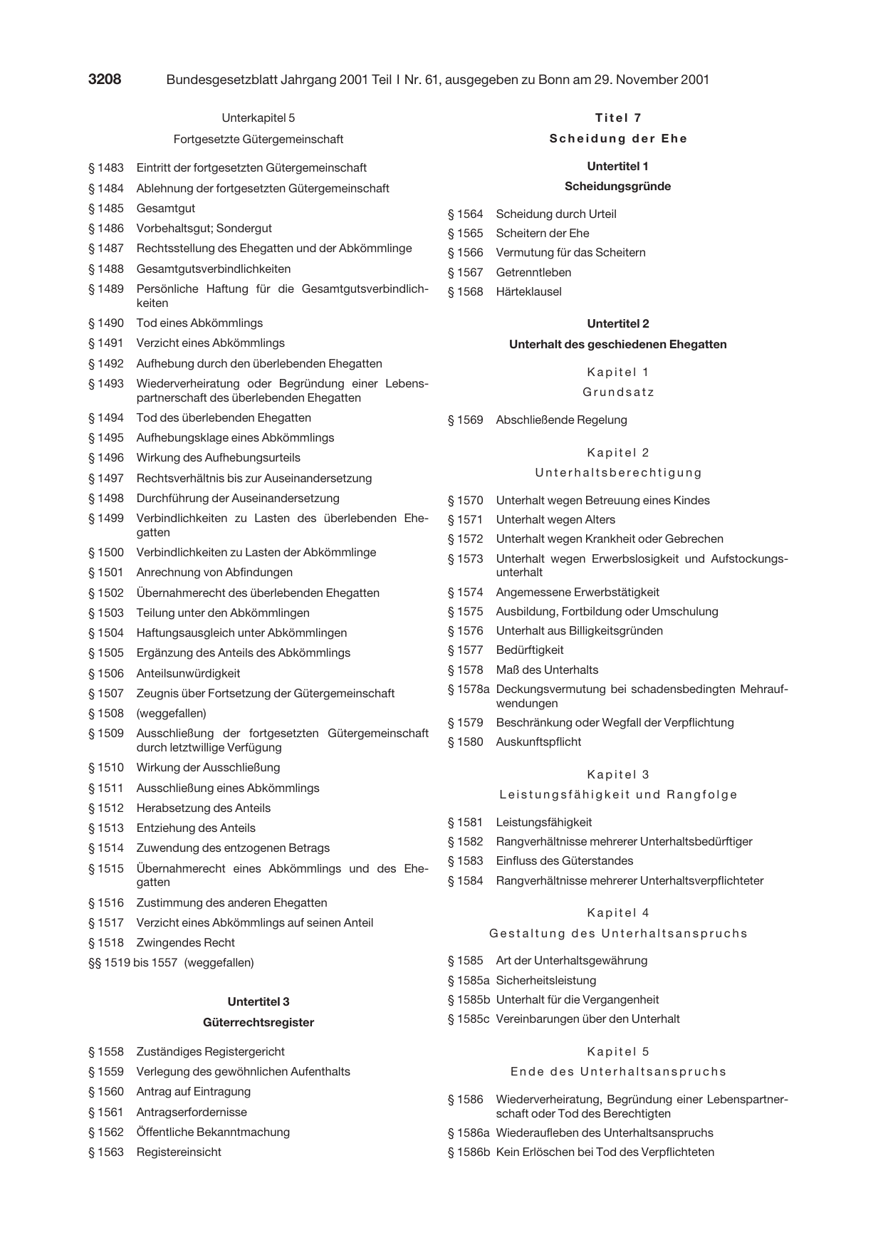 BGBl. 2001, Seite 3208 — Originalseite als Abbildung