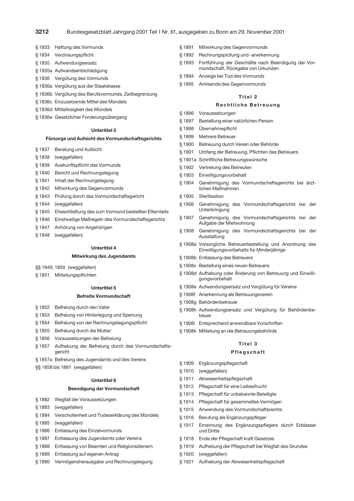BGBl. 2001, Seite 3212 — Originalseite als Abbildung