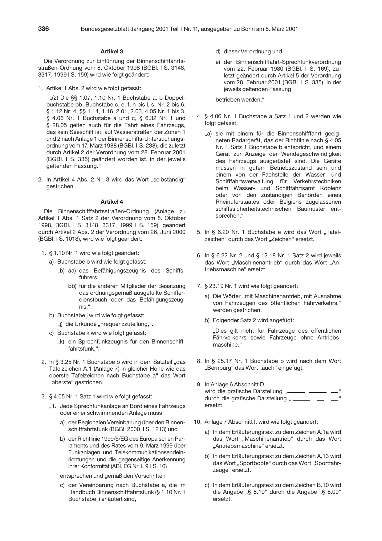 BGBl. 2001, Seite 336 — Originalseite als Abbildung