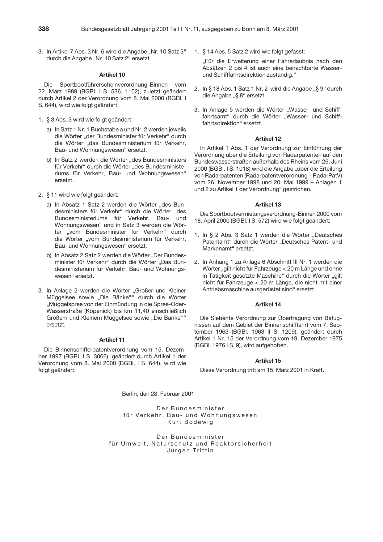 BGBl. 2001, Seite 338 — Originalseite als Abbildung
