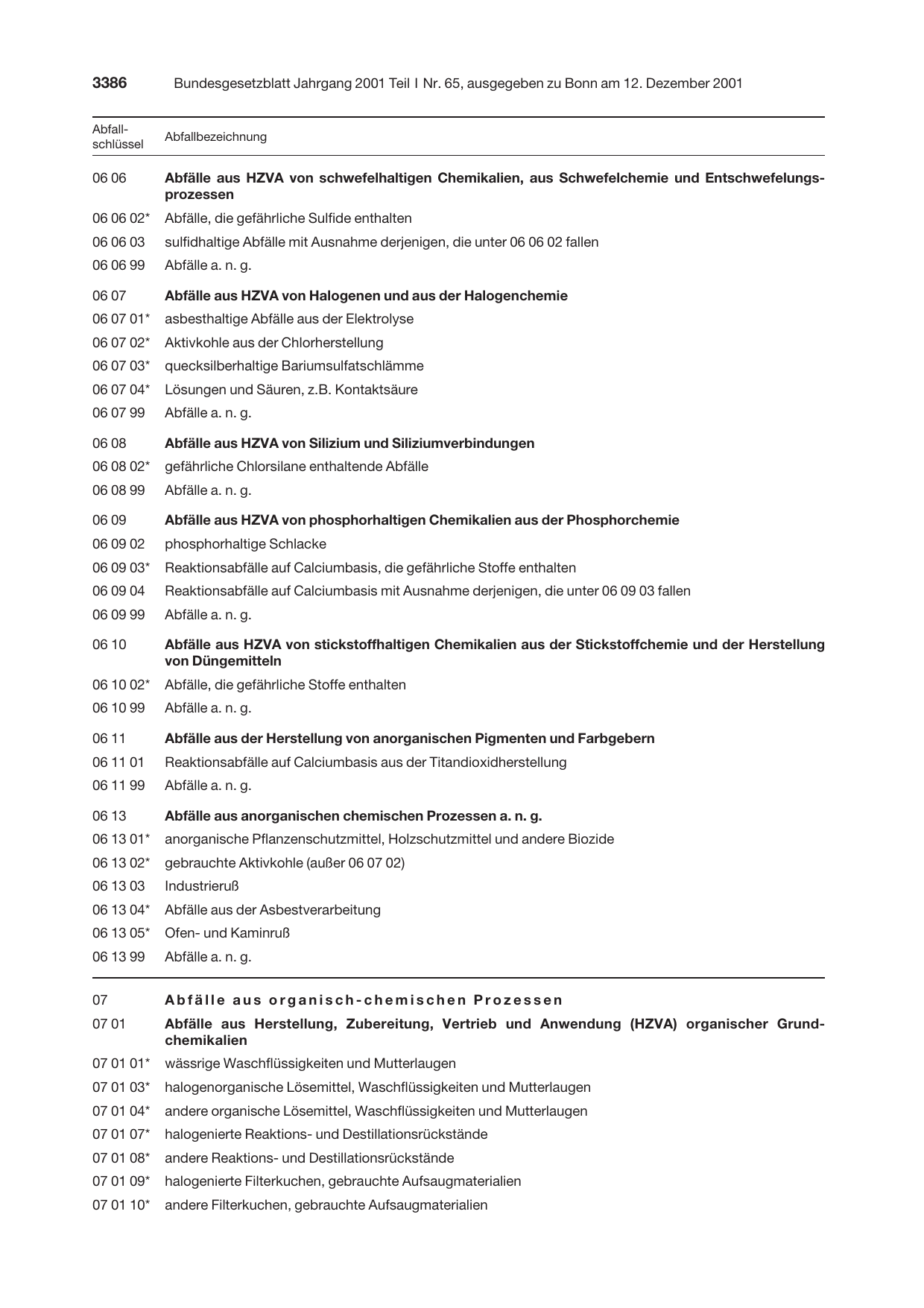 BGBl. 2001, Seite 3386 — Originalseite als Abbildung