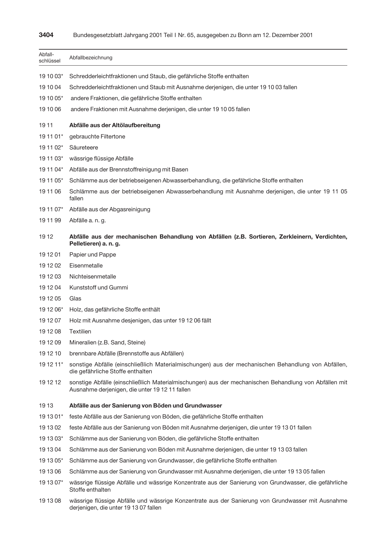 BGBl. 2001, Seite 3404 — Originalseite als Abbildung