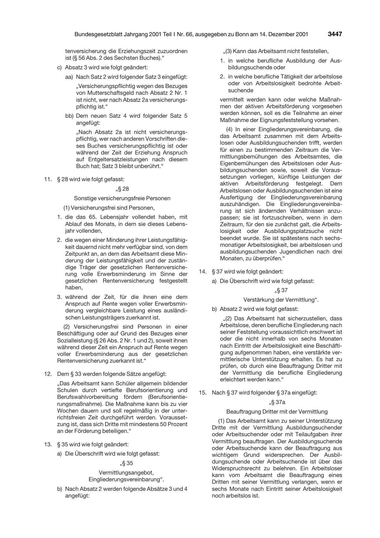 BGBl. 2001, Seite 3447 — Originalseite als Abbildung