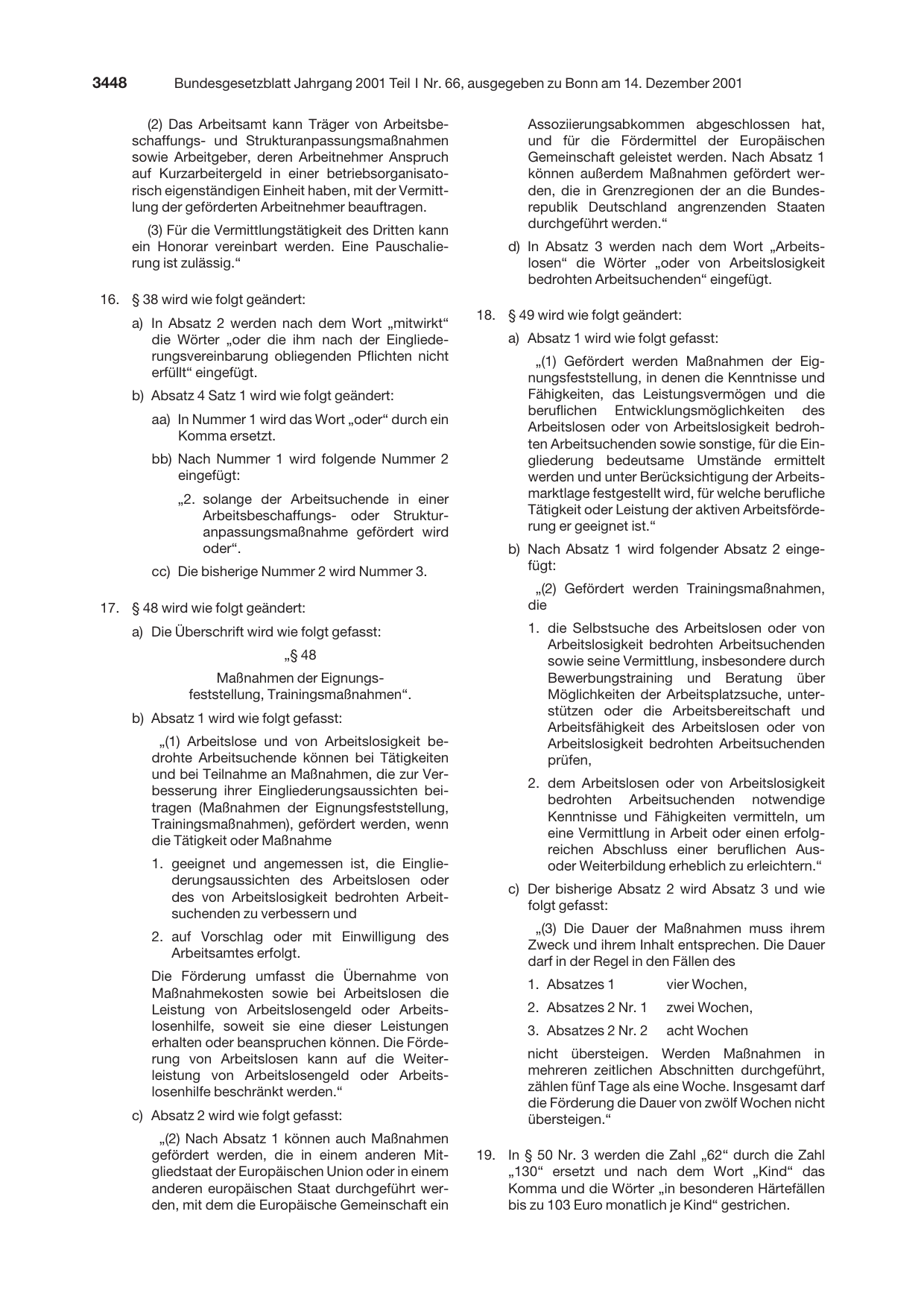 BGBl. 2001, Seite 3448 — Originalseite als Abbildung