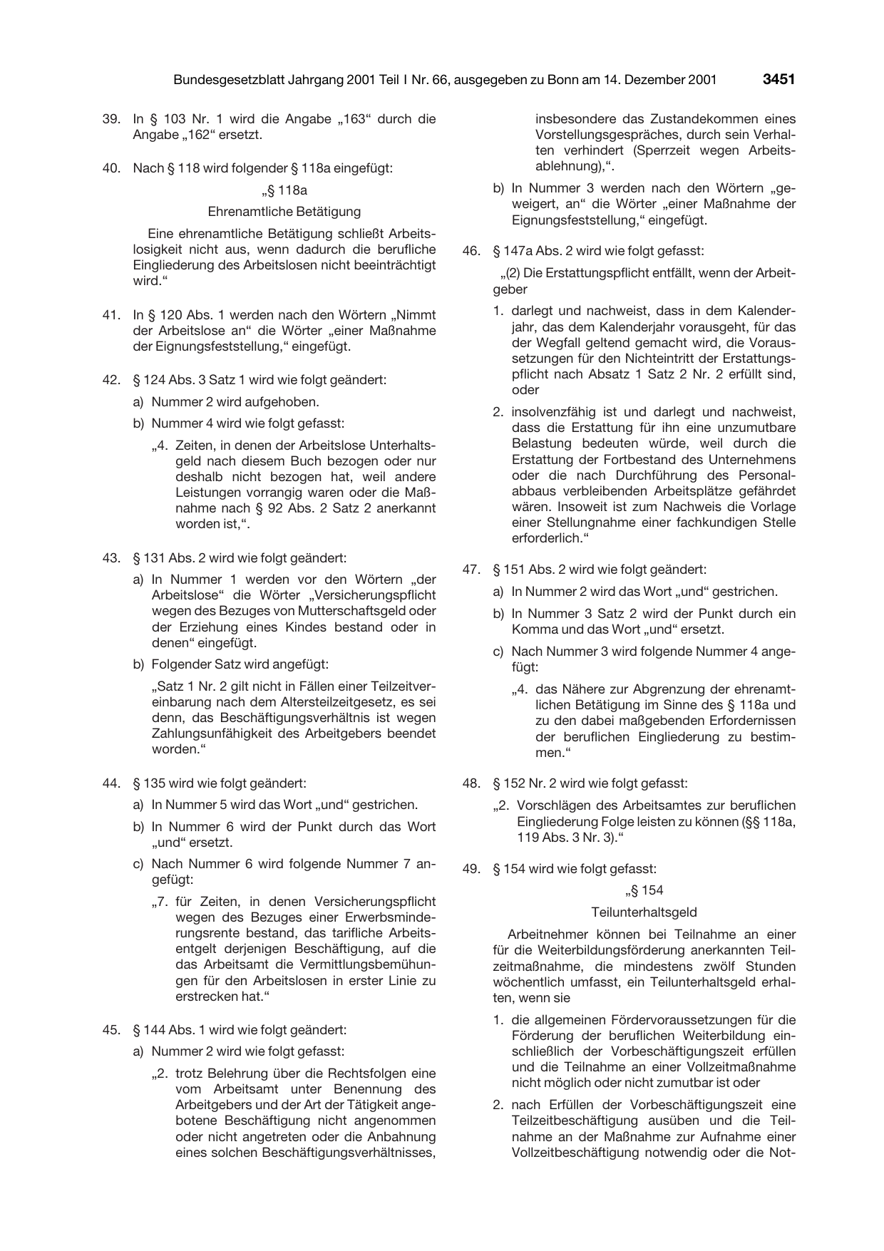 BGBl. 2001, Seite 3451 — Originalseite als Abbildung