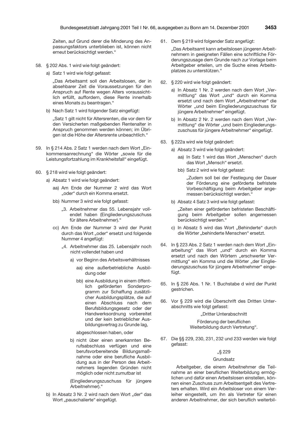 BGBl. 2001, Seite 3453 — Originalseite als Abbildung