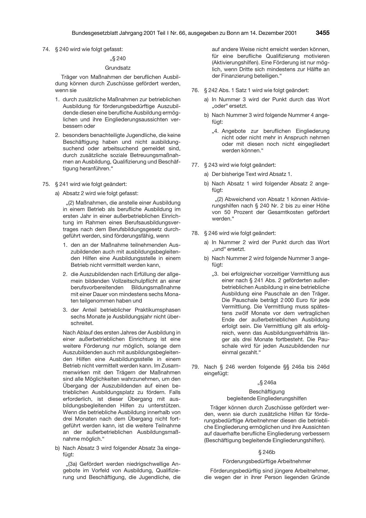BGBl. 2001, Seite 3455 — Originalseite als Abbildung