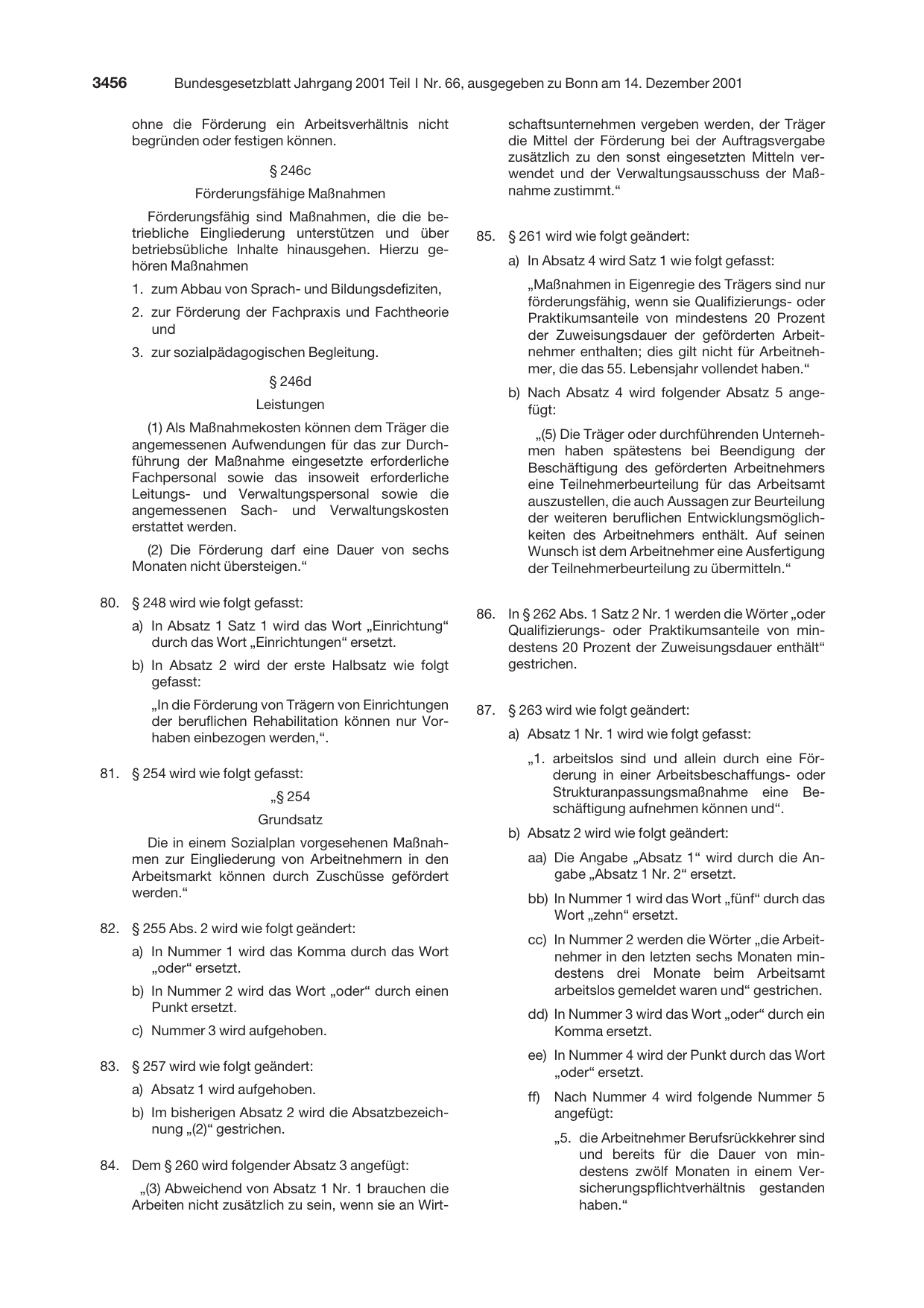 BGBl. 2001, Seite 3456 — Originalseite als Abbildung