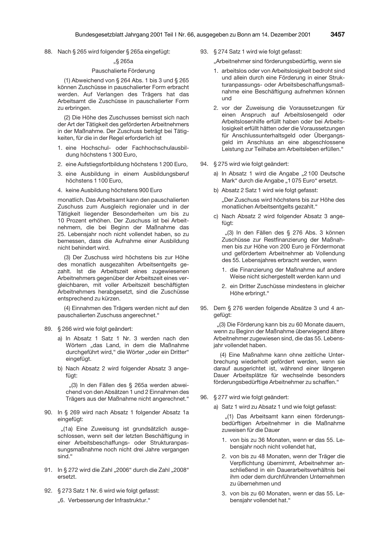 BGBl. 2001, Seite 3457 — Originalseite als Abbildung