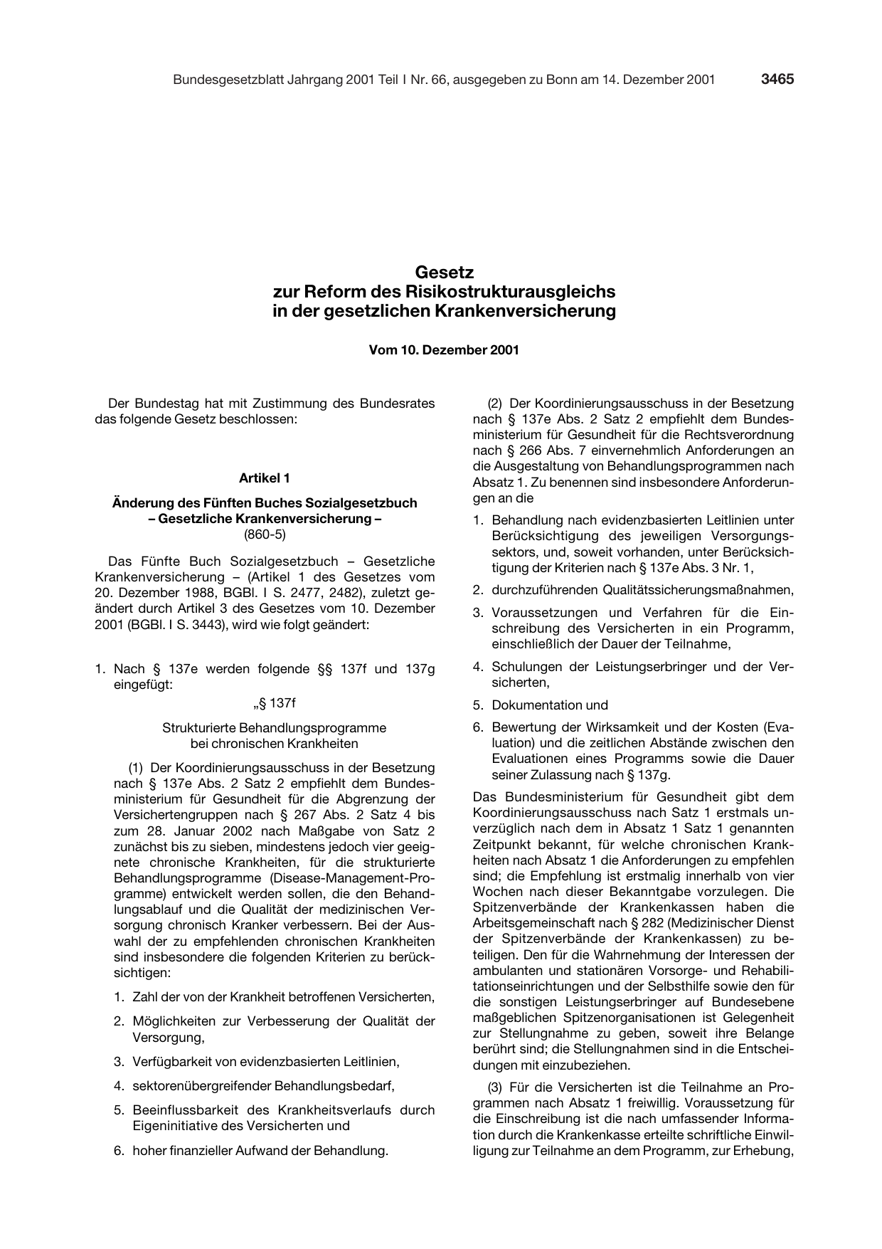 BGBl. 2001, Seite 3465 — Originalseite als Abbildung