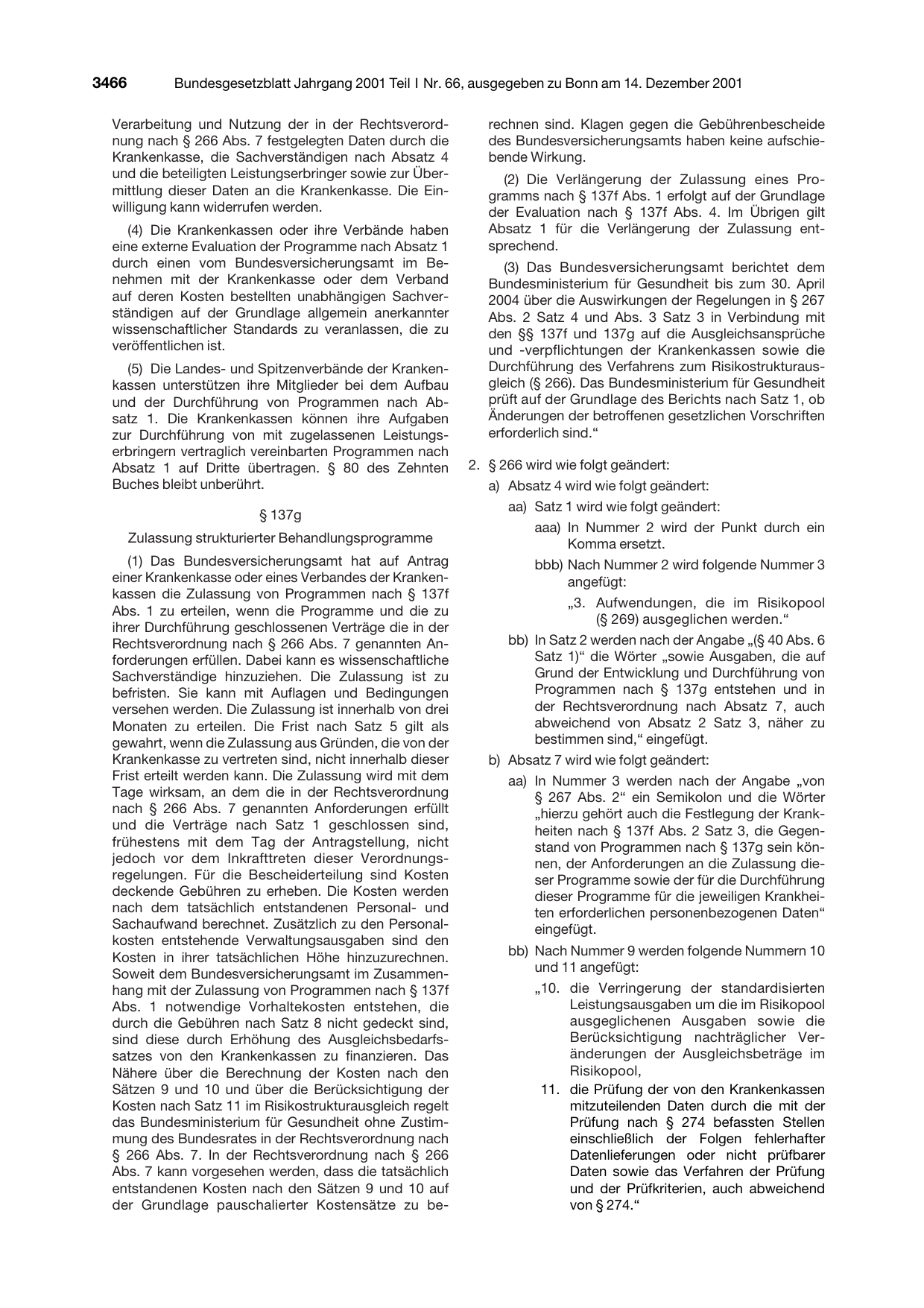 BGBl. 2001, Seite 3466 — Originalseite als Abbildung
