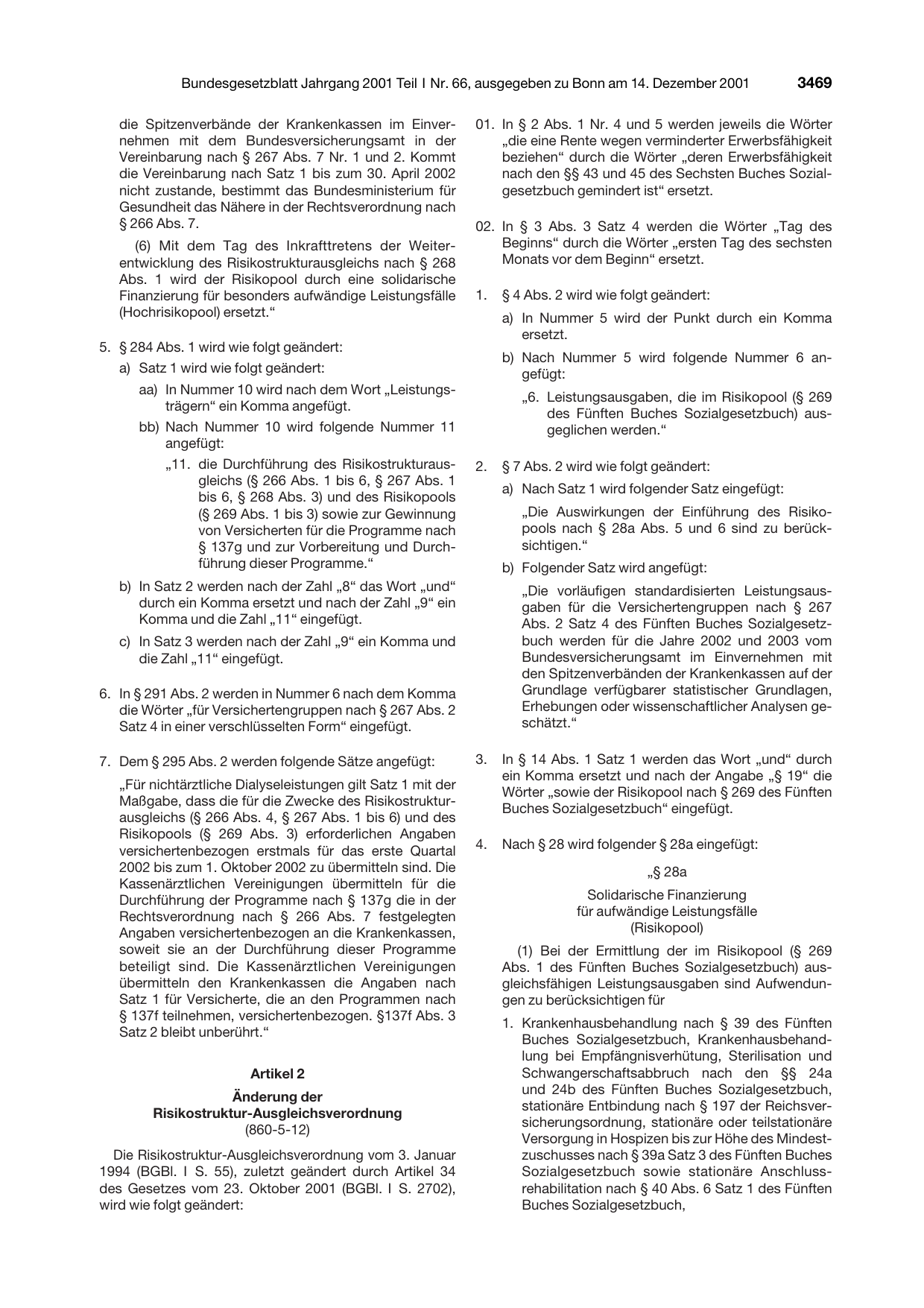 BGBl. 2001, Seite 3469 — Originalseite als Abbildung