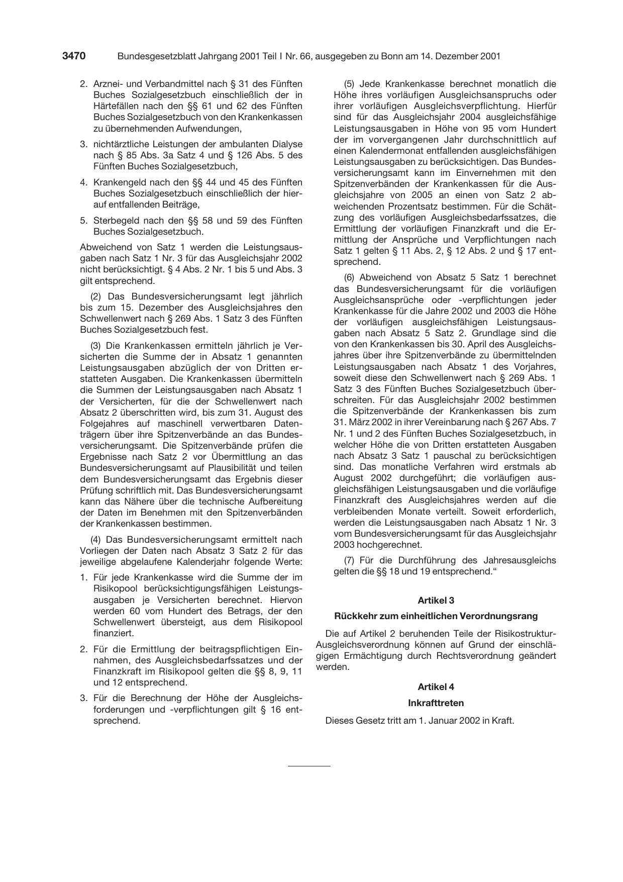 BGBl. 2001, Seite 3470 — Originalseite als Abbildung