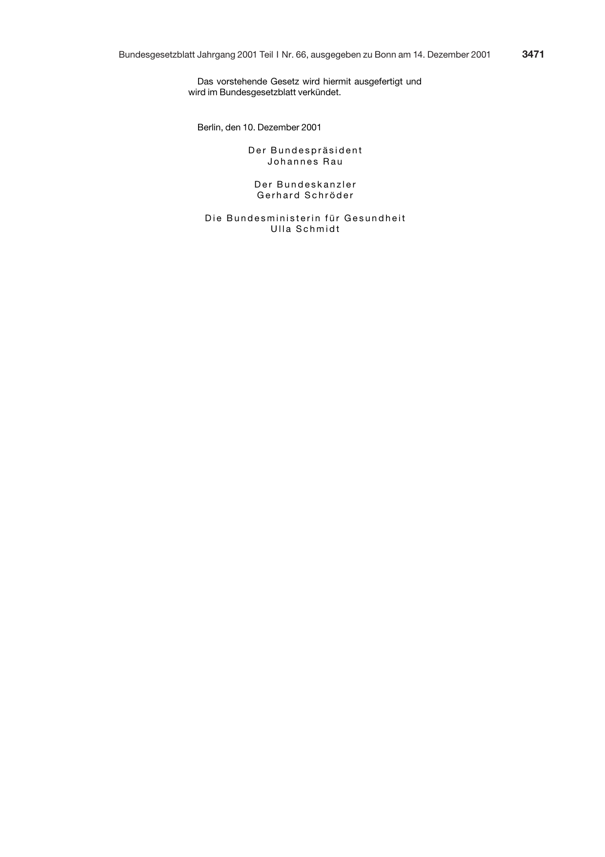 BGBl. 2001, Seite 3471 — Originalseite als Abbildung