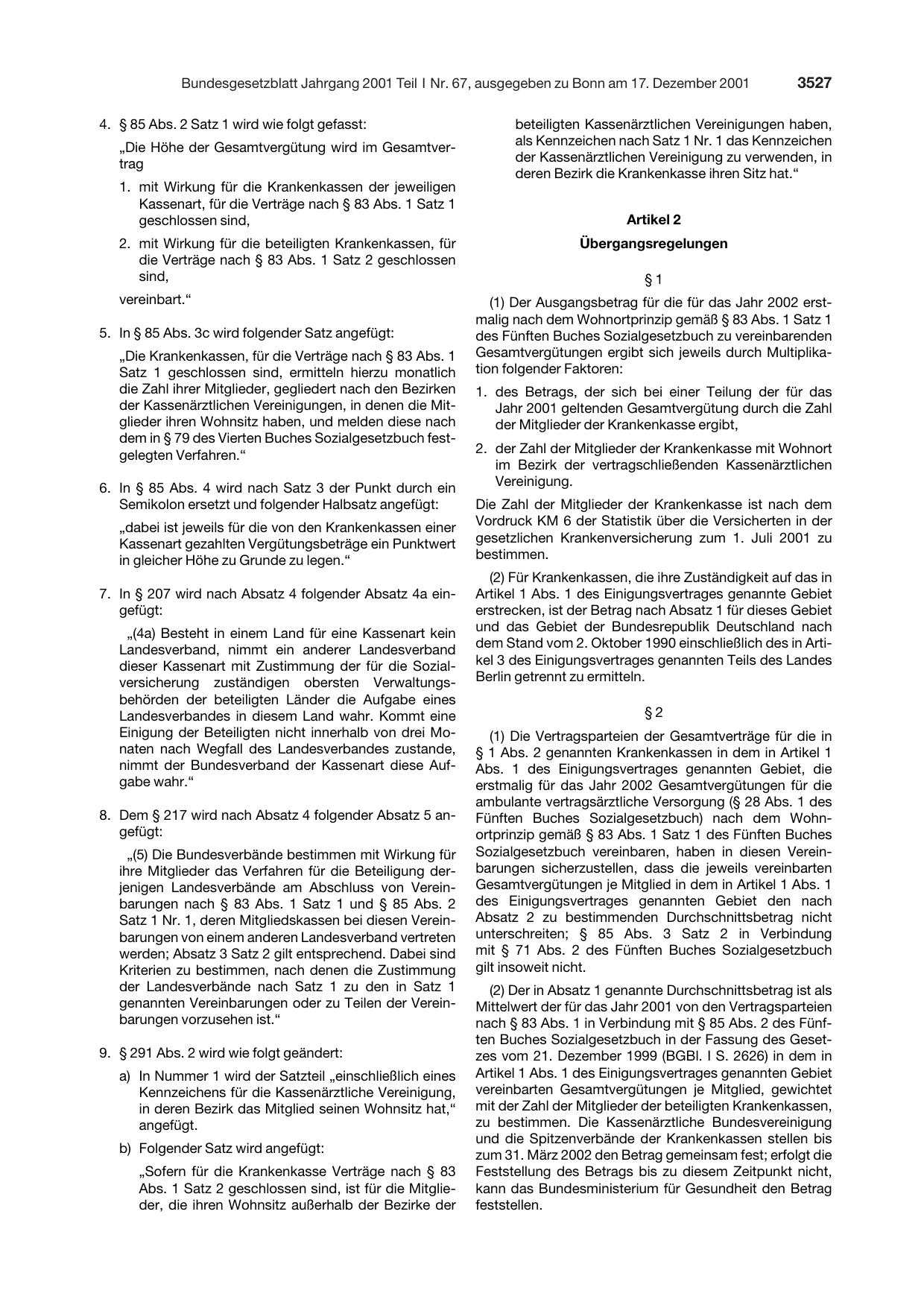 BGBl. 2001, Seite 3527 — Originalseite als Abbildung