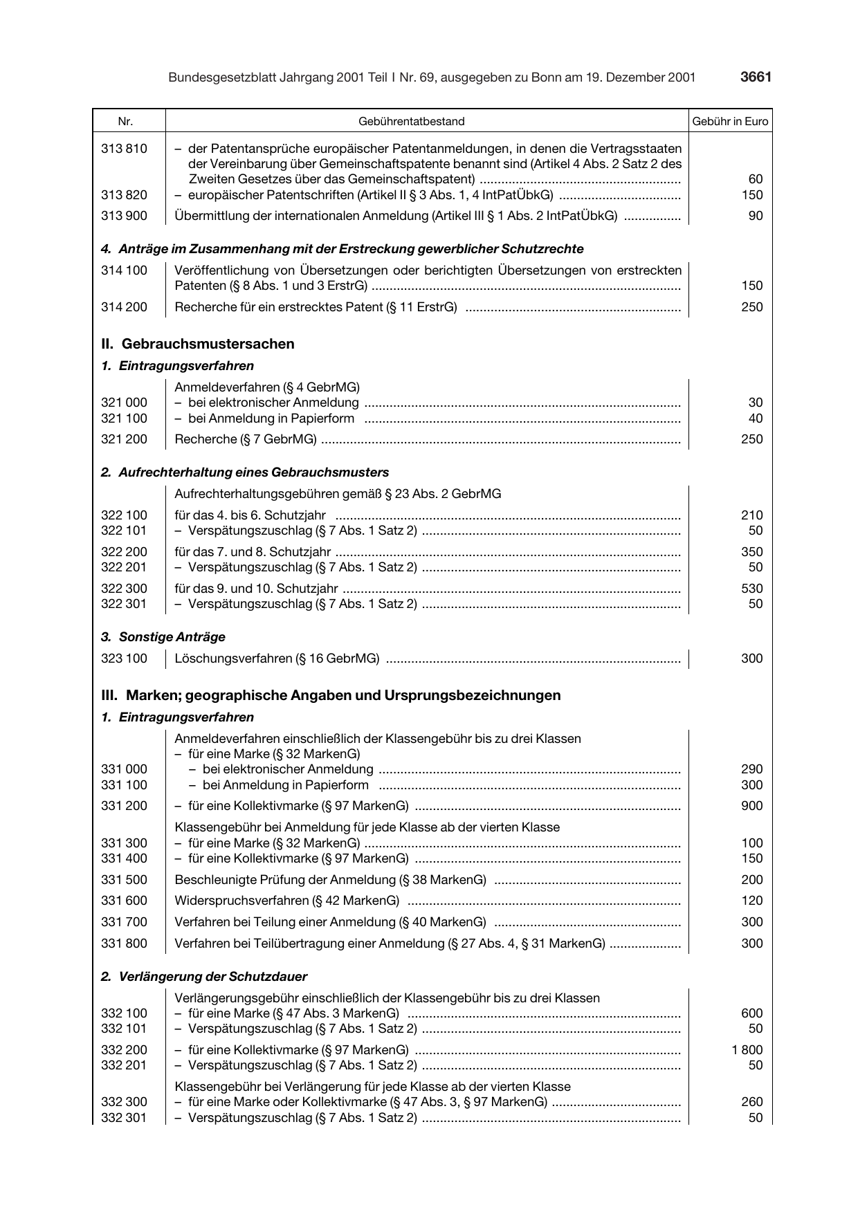 BGBl. 2001, Seite 3661 — Originalseite als Abbildung