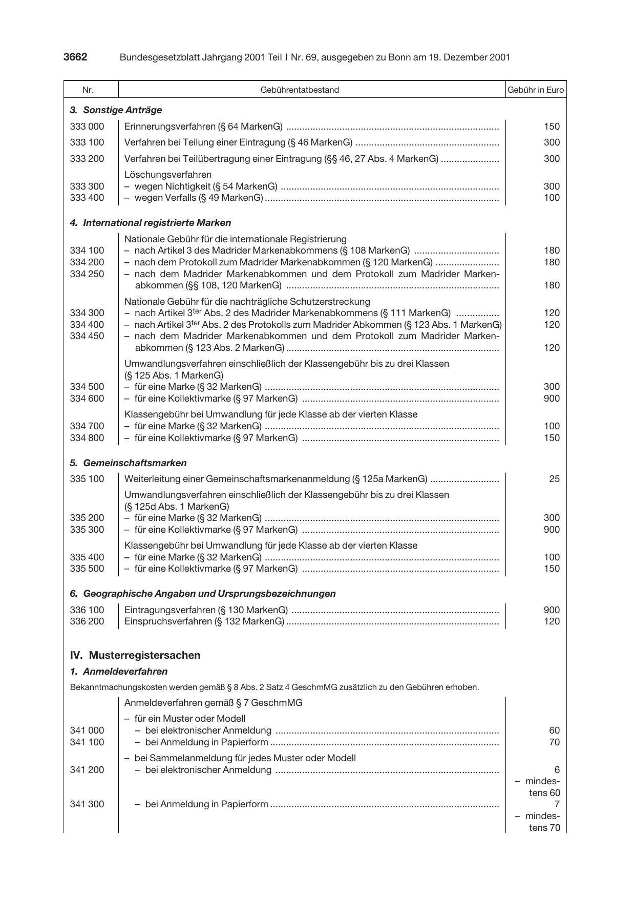 BGBl. 2001, Seite 3662 — Originalseite als Abbildung