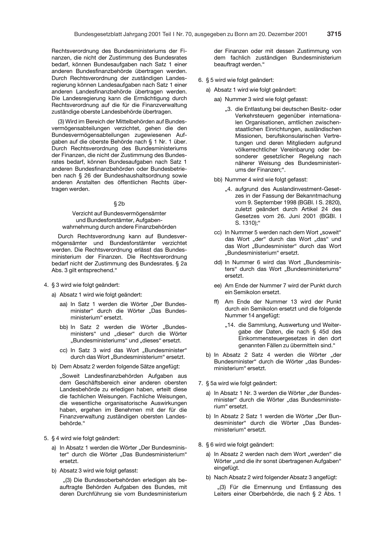 BGBl. 2001, Seite 3715 — Originalseite als Abbildung