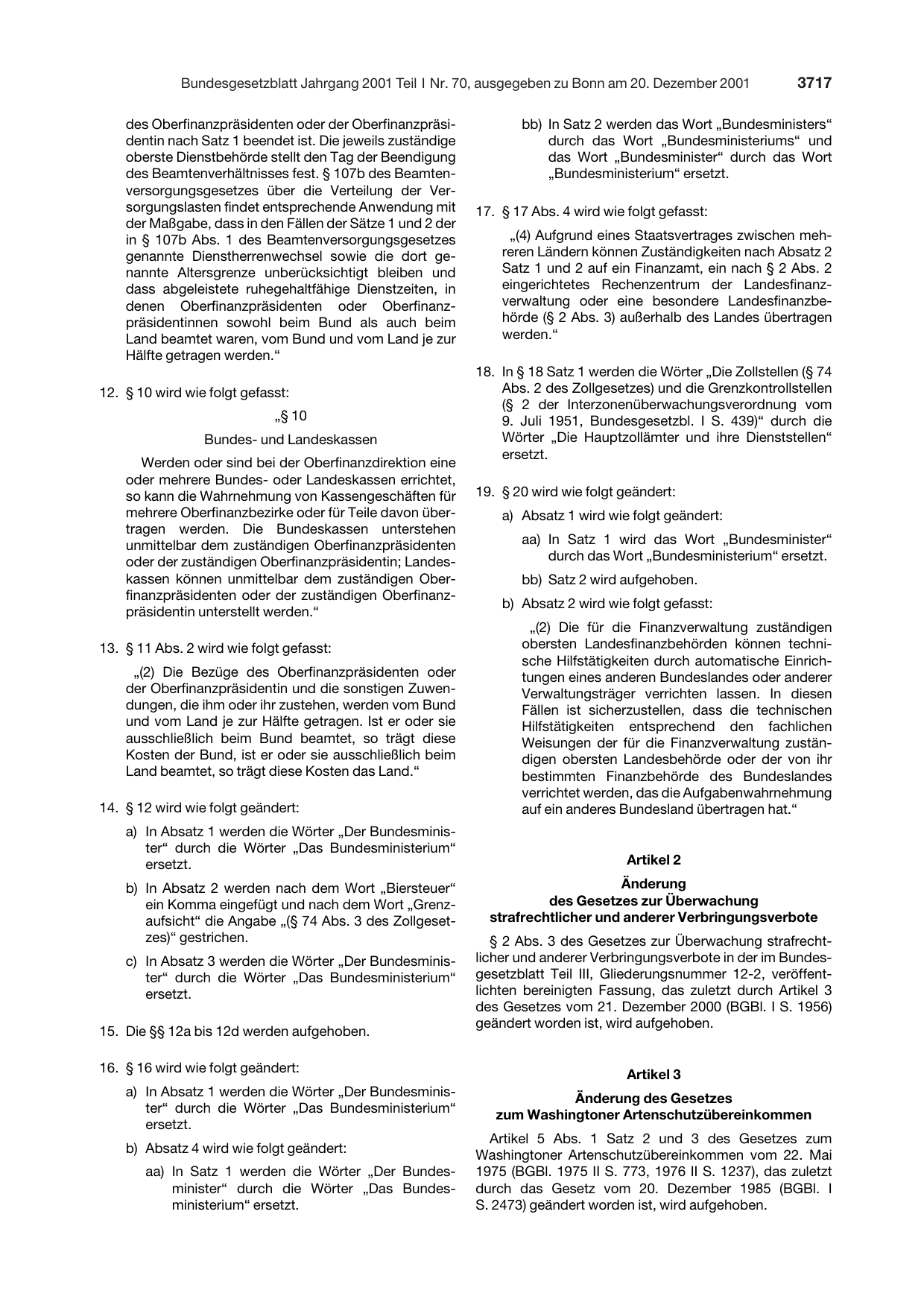 BGBl. 2001, Seite 3717 — Originalseite als Abbildung