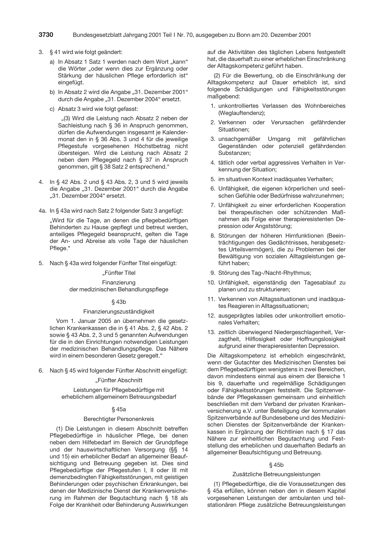 BGBl. 2001, Seite 3730 — Originalseite als Abbildung