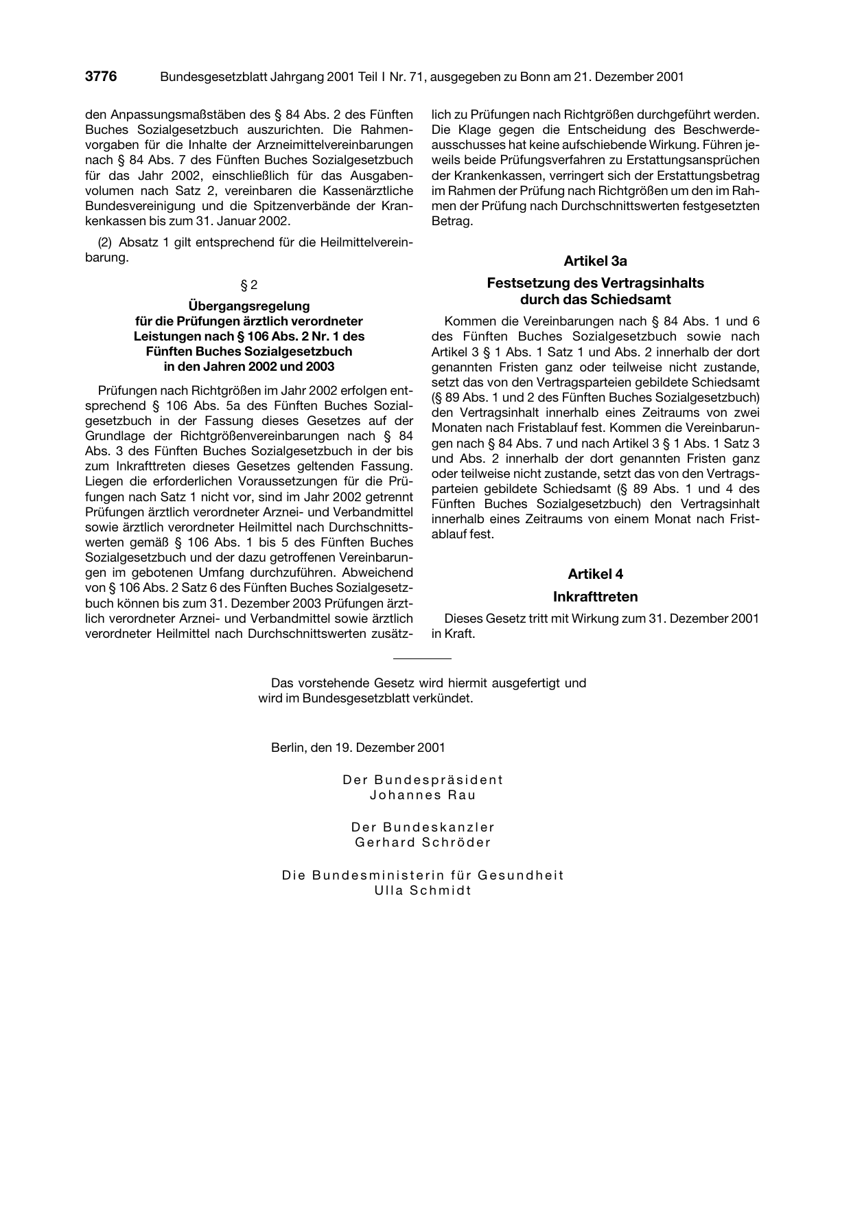 BGBl. 2001, Seite 3776 — Originalseite als Abbildung