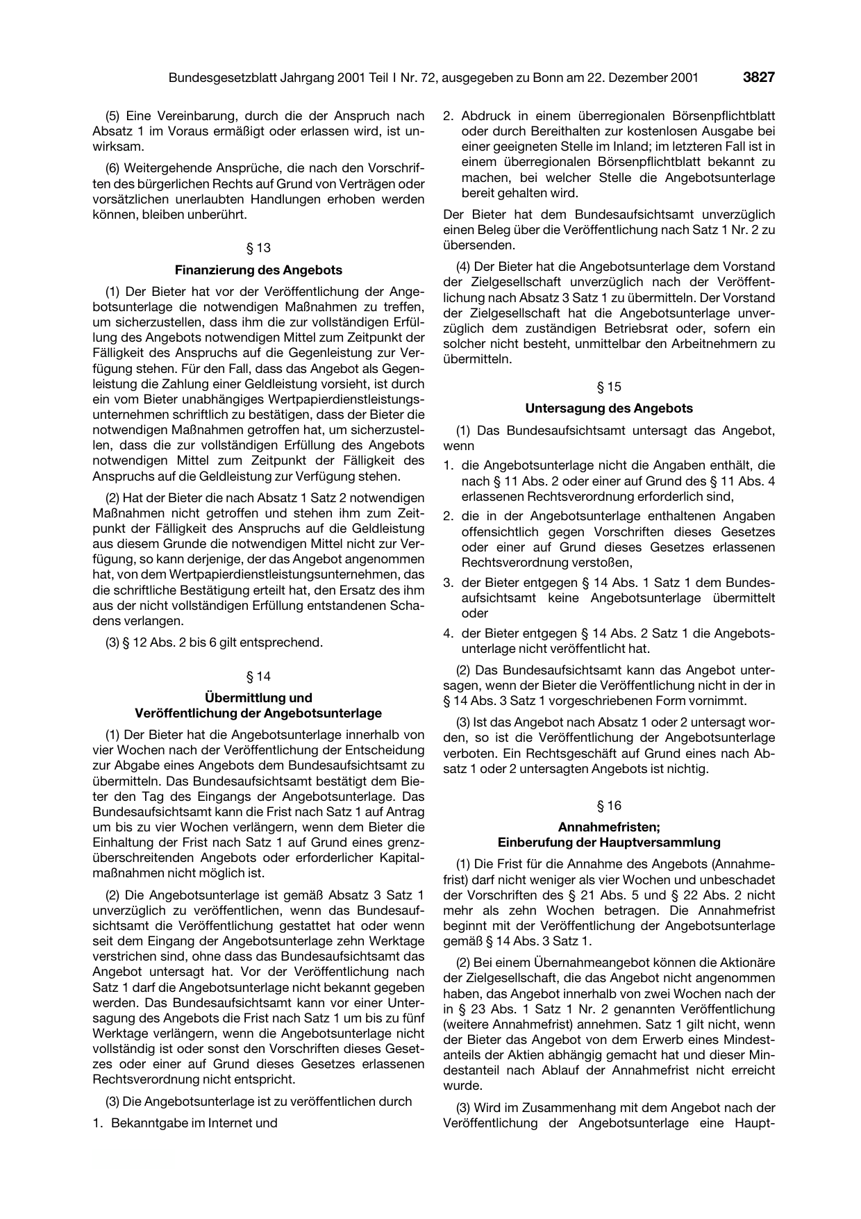 BGBl. 2001, Seite 3827 — Originalseite als Abbildung