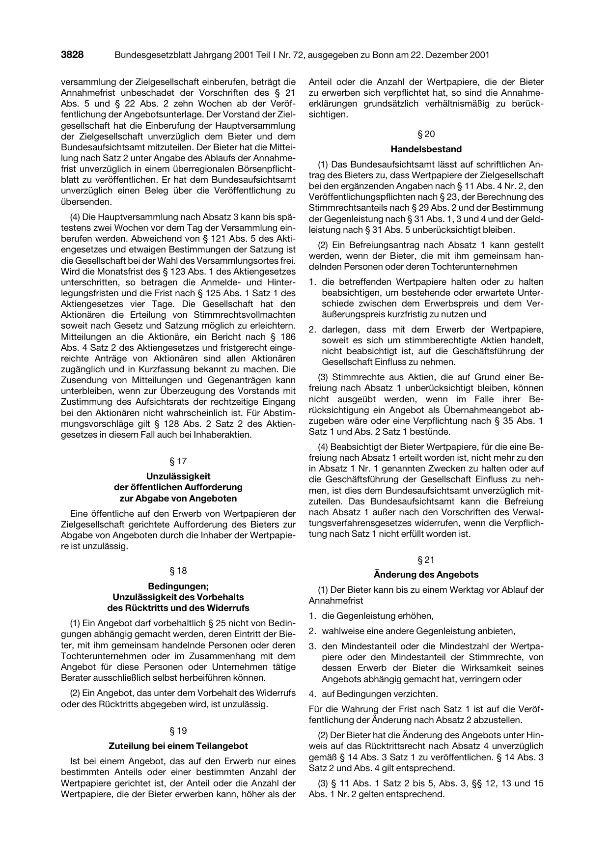 BGBl. 2001, Seite 3828 — Originalseite als Abbildung