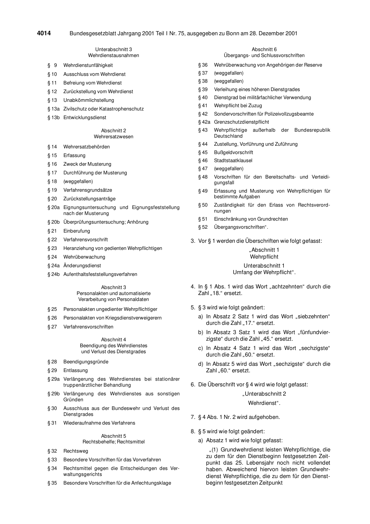 BGBl. 2001, Seite 4014 — Originalseite als Abbildung