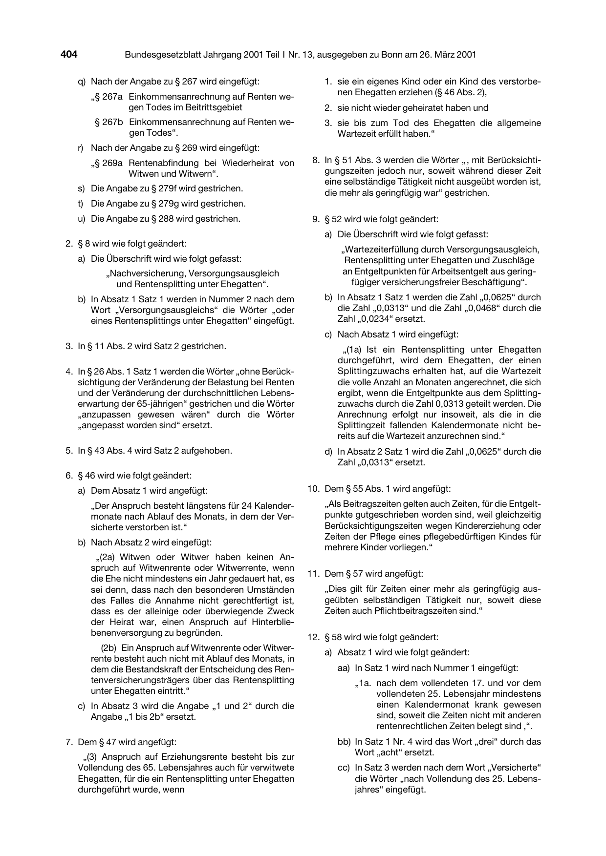 BGBl. 2001, Seite 404 — Originalseite als Abbildung
