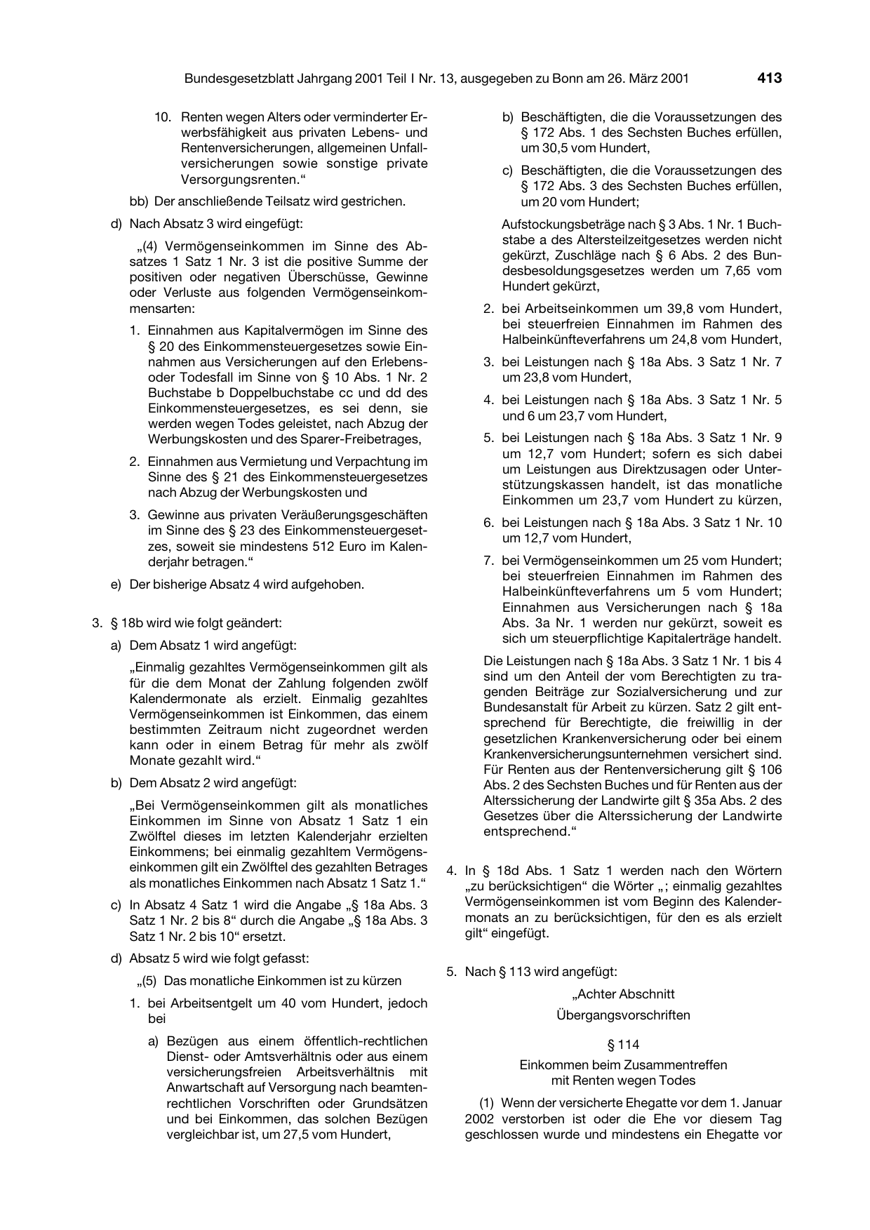 BGBl. 2001, Seite 413 — Originalseite als Abbildung