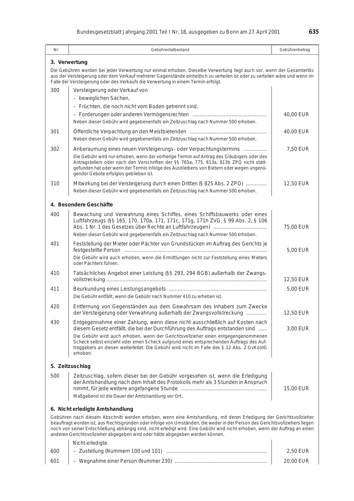 BGBl. 2001, Seite 635 — Originalseite als Abbildung
