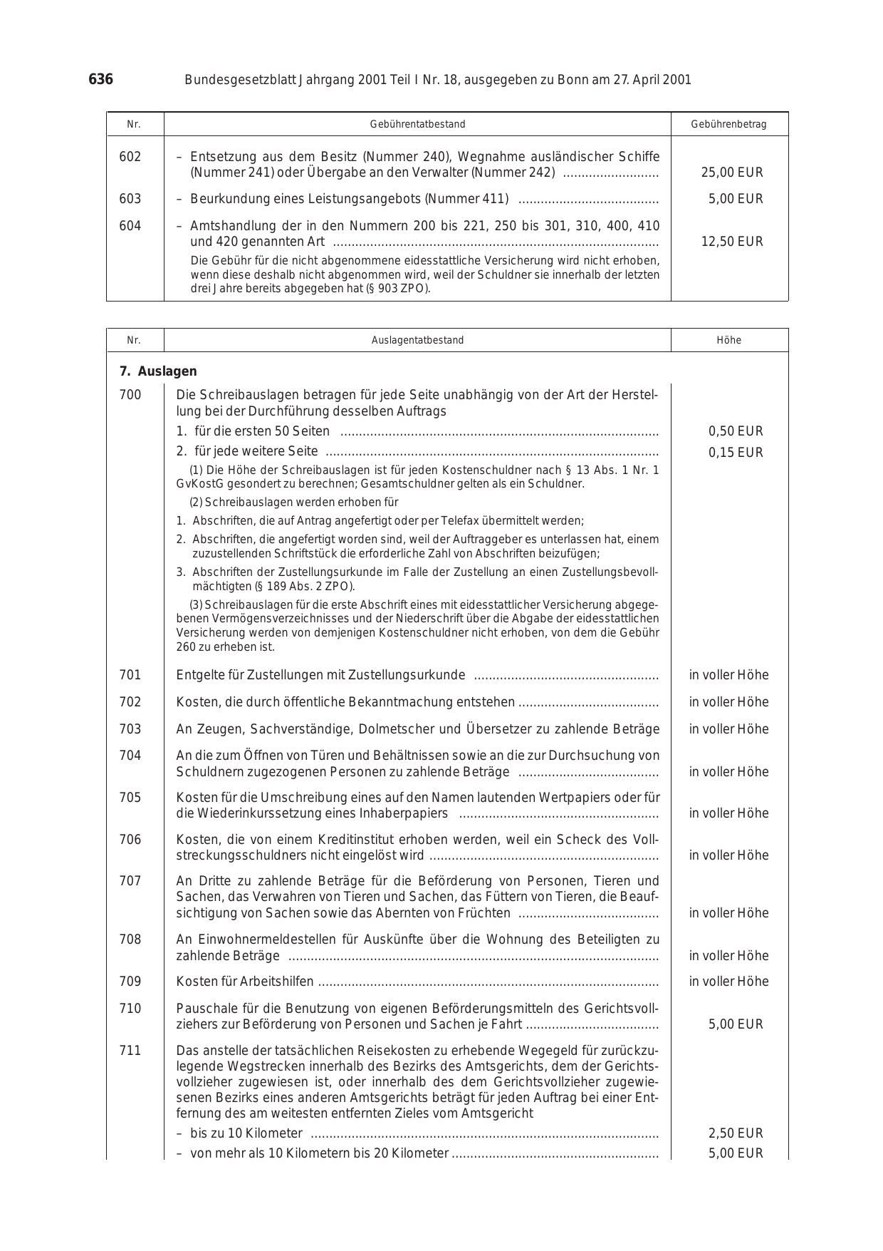 BGBl. 2001, Seite 636 — Originalseite als Abbildung