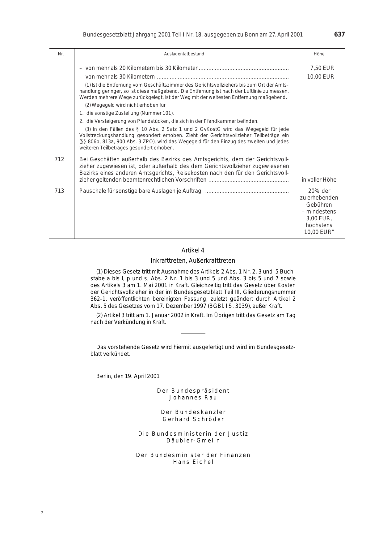 BGBl. 2001, Seite 637 — Originalseite als Abbildung