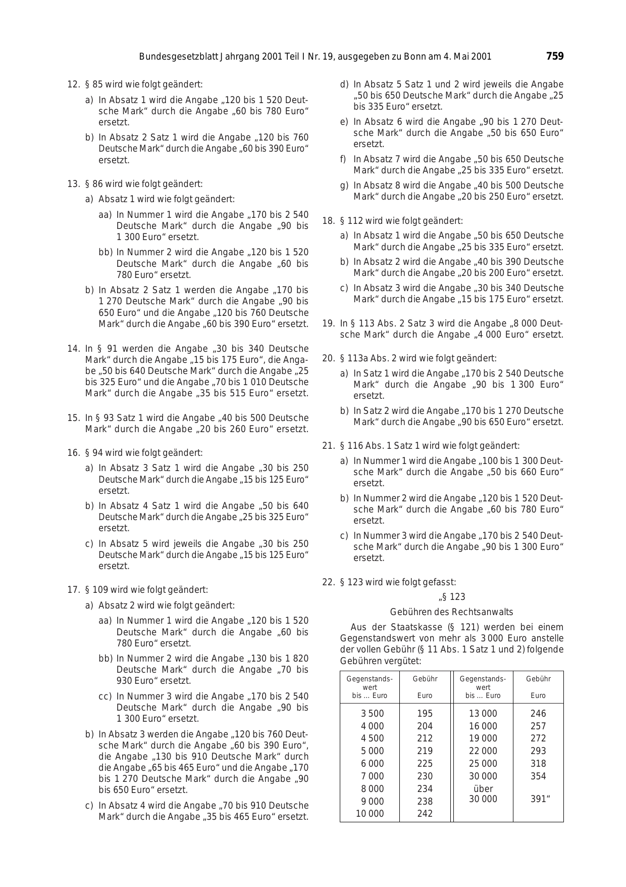 BGBl. 2001, Seite 759 — Originalseite als Abbildung